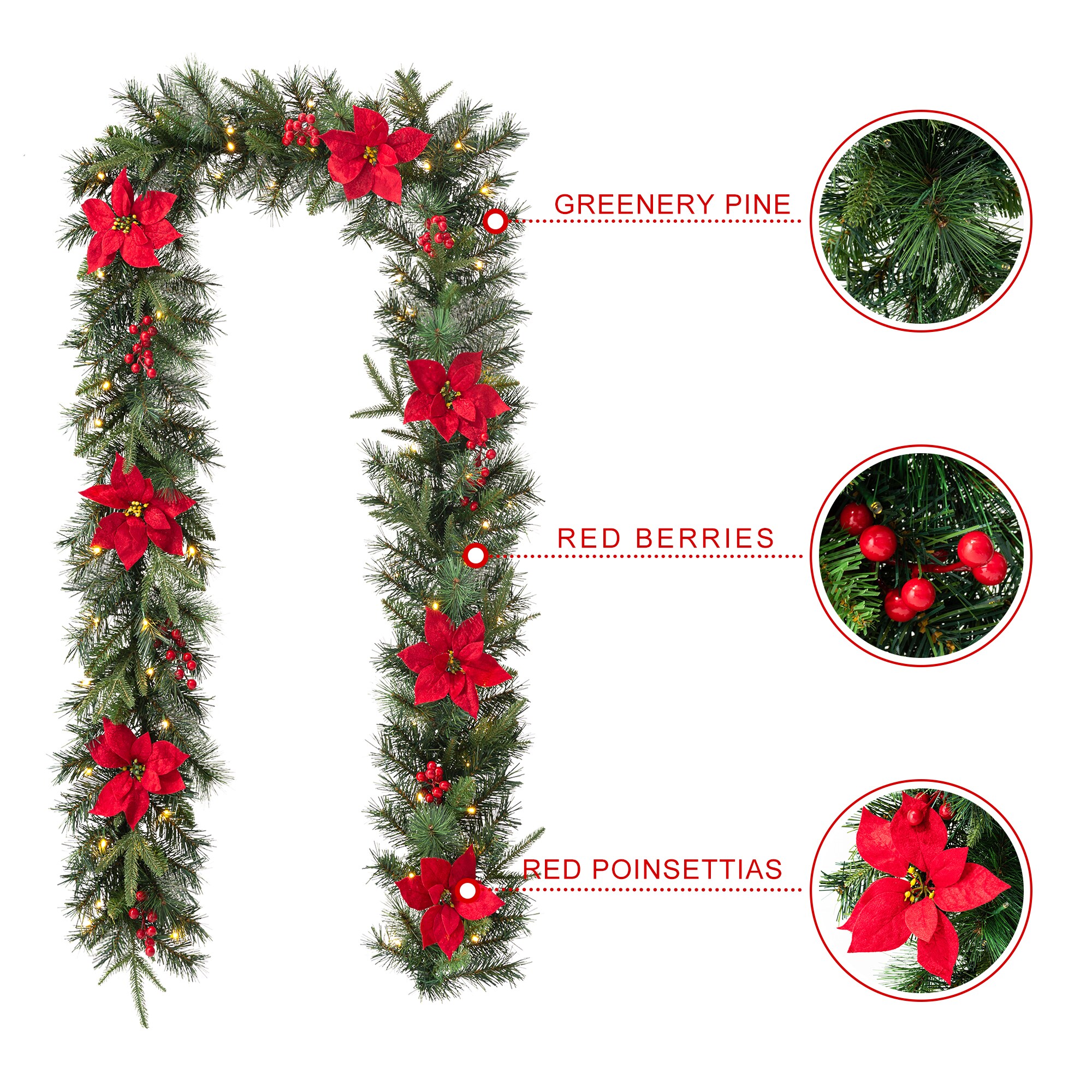 Glitzhome 2030800021 Artificial-Christmas-Garland - View #6