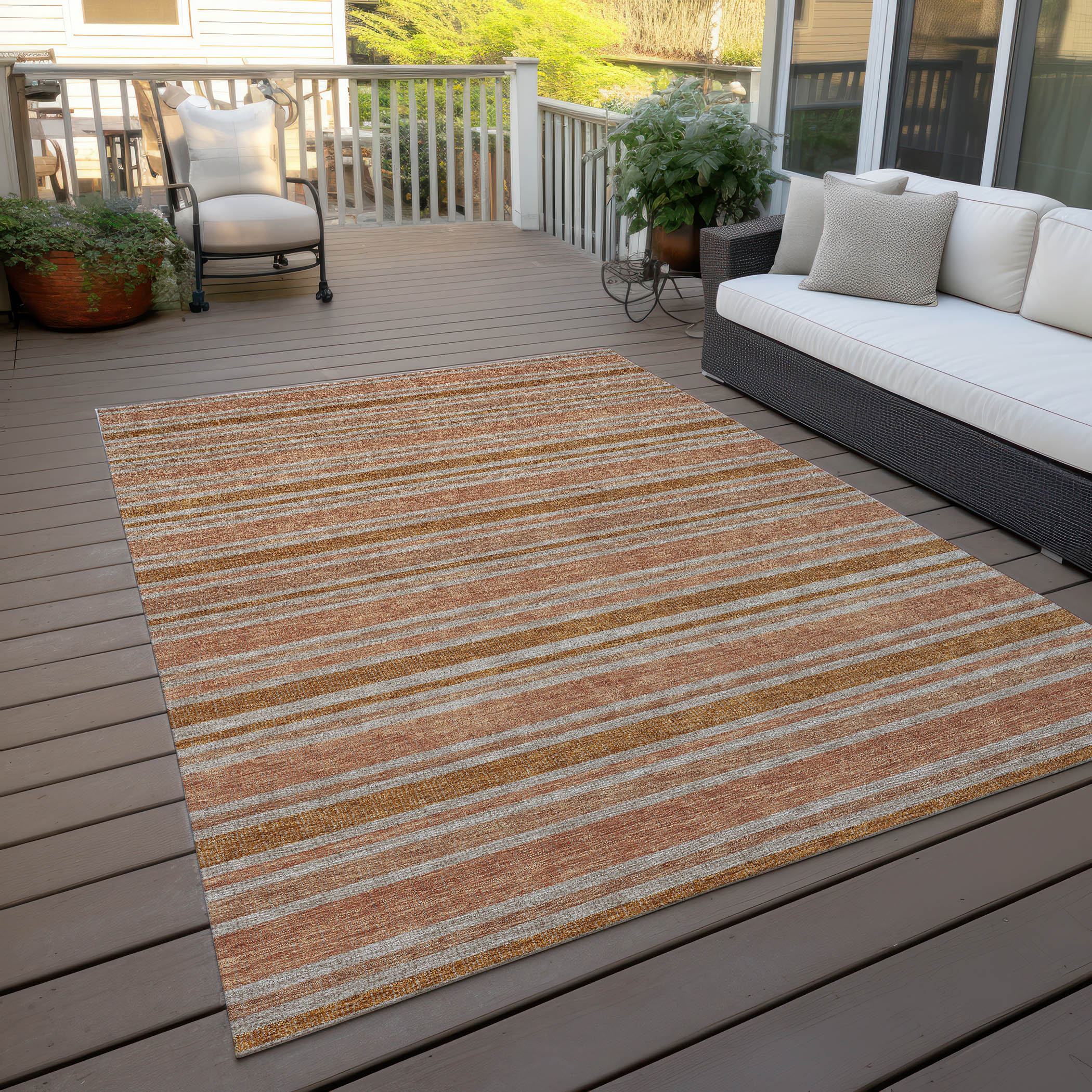 Addison Rugs Chantille 2 X 3 (ft) Paprika Indoor/Outdoor Stripe Machine ...