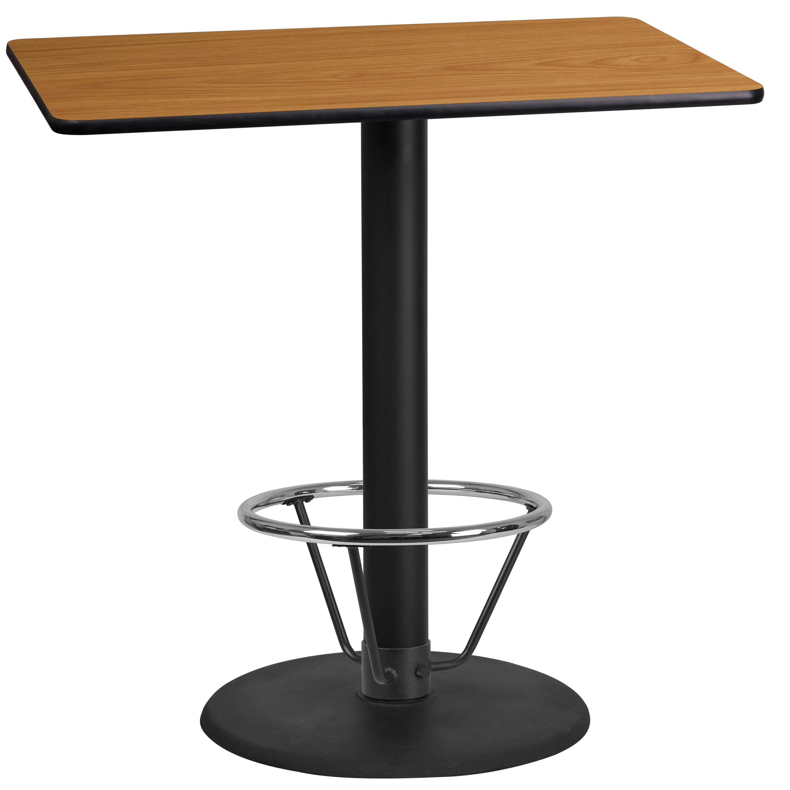 Flash Furniture 889142218029 Natural Contemporary/Modern Bar Table, Wood veneer with Black Metal Pedestal Base 42-Inches L x 43.13-Inches H