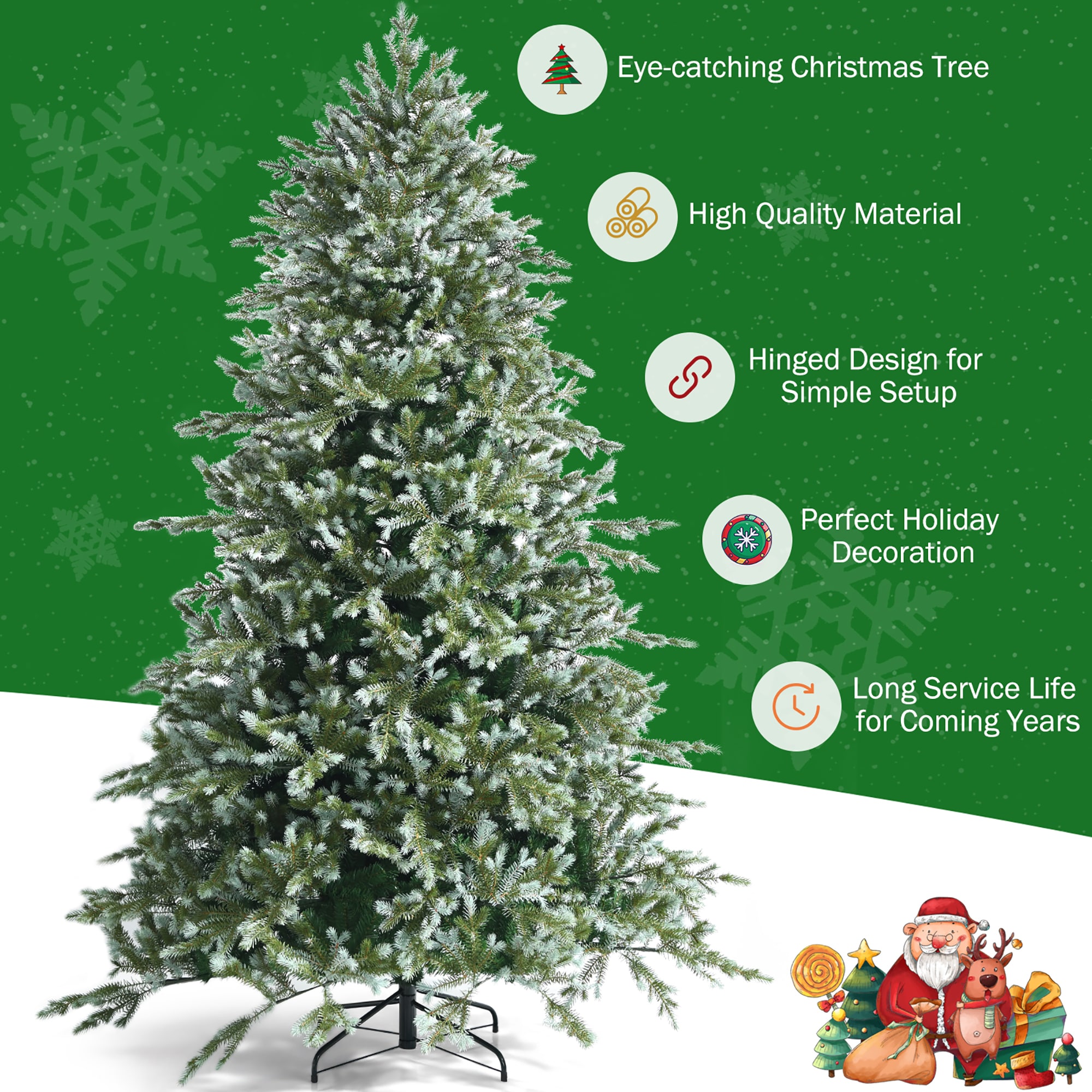 Costway 8-ft Full Artificial Christmas Tree with 1658 Tips - Green PE ...