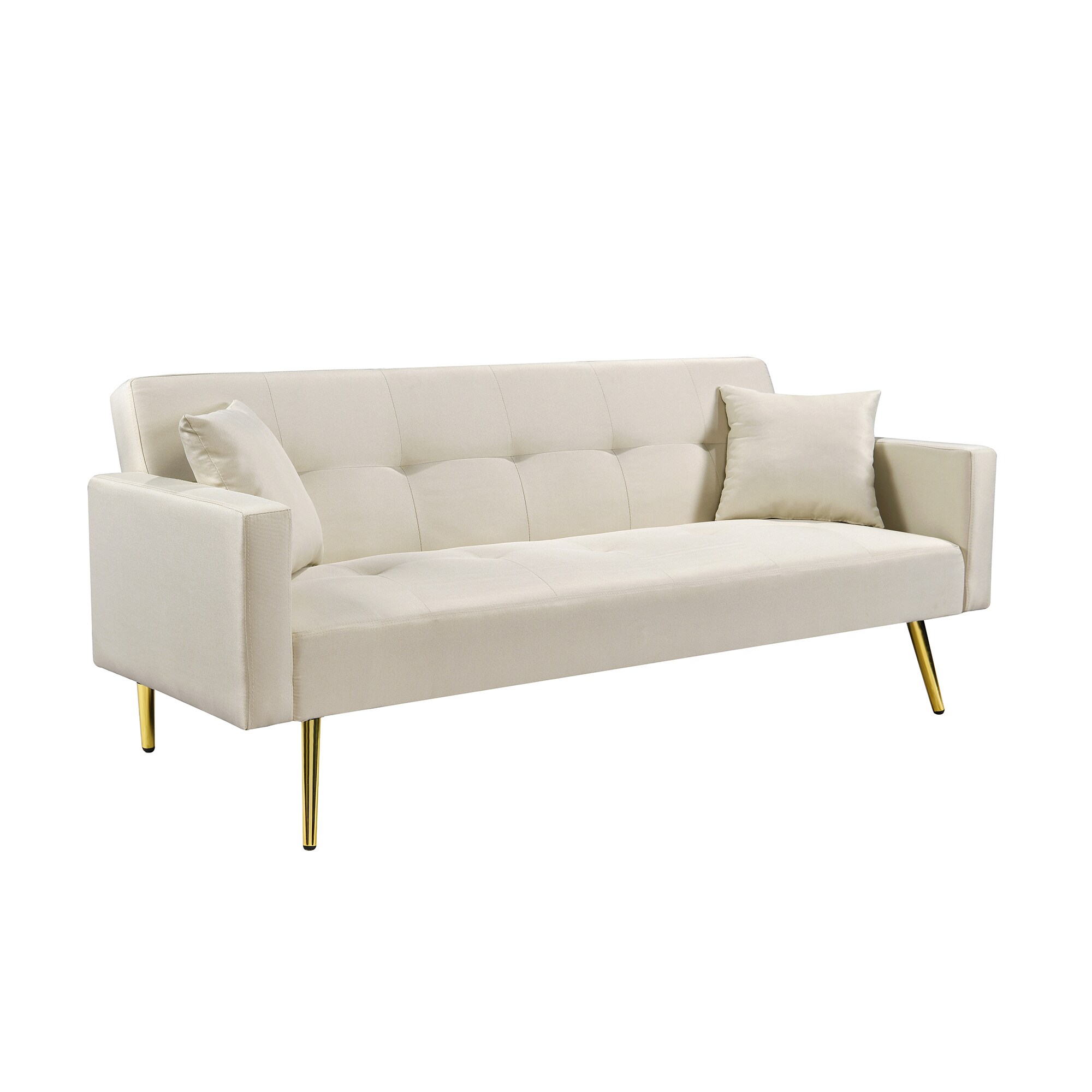 CASAINC Modern velvet sofa 73.2-in Modern White Velvet Sofa in the ...