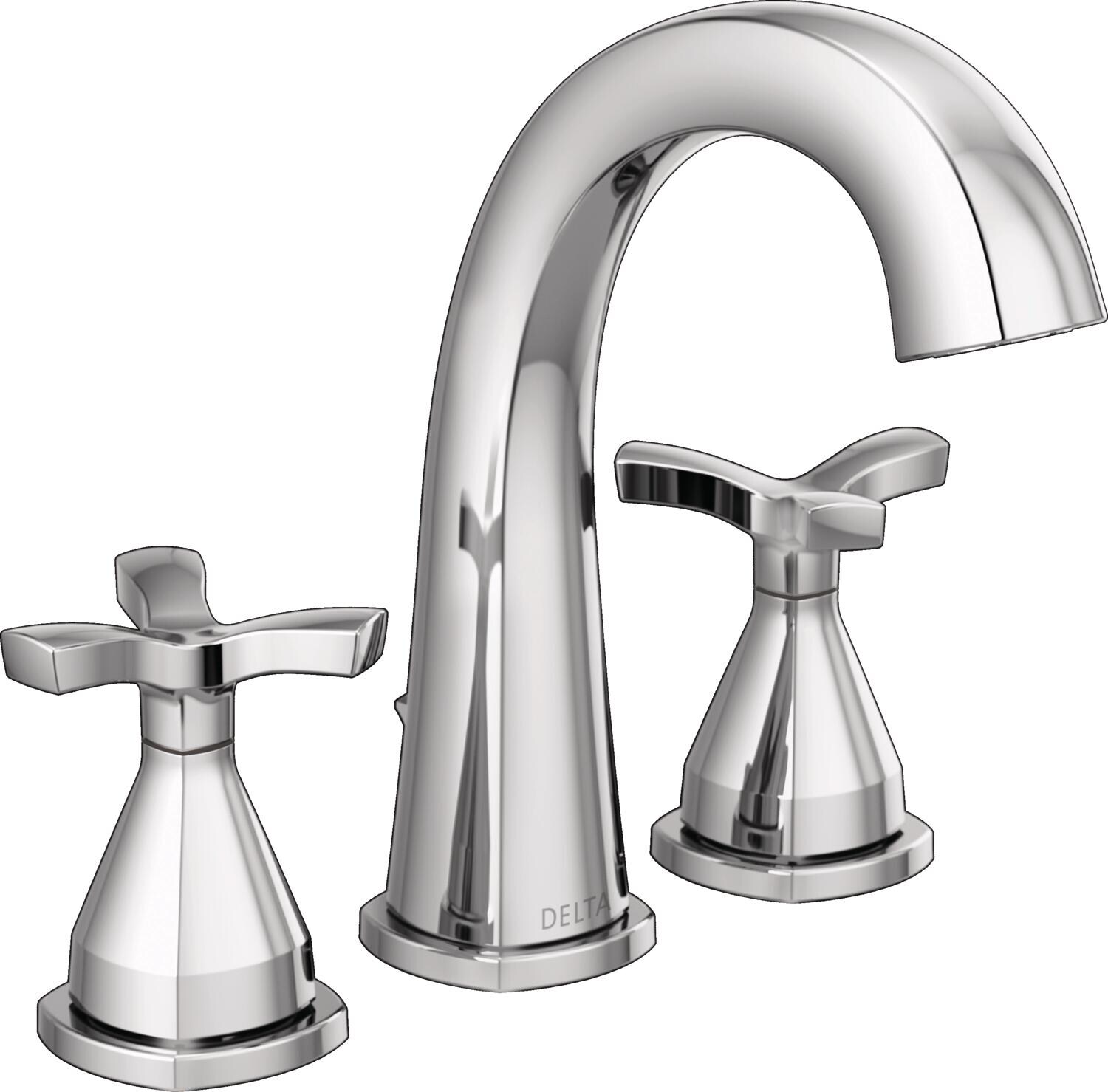 Delta 357756-PR-MPU-DST Stryke Lumicoat Chrome Widespread 2-handle WaterSense High-arc Residential Handle Bathroom Sink Faucet with Drain