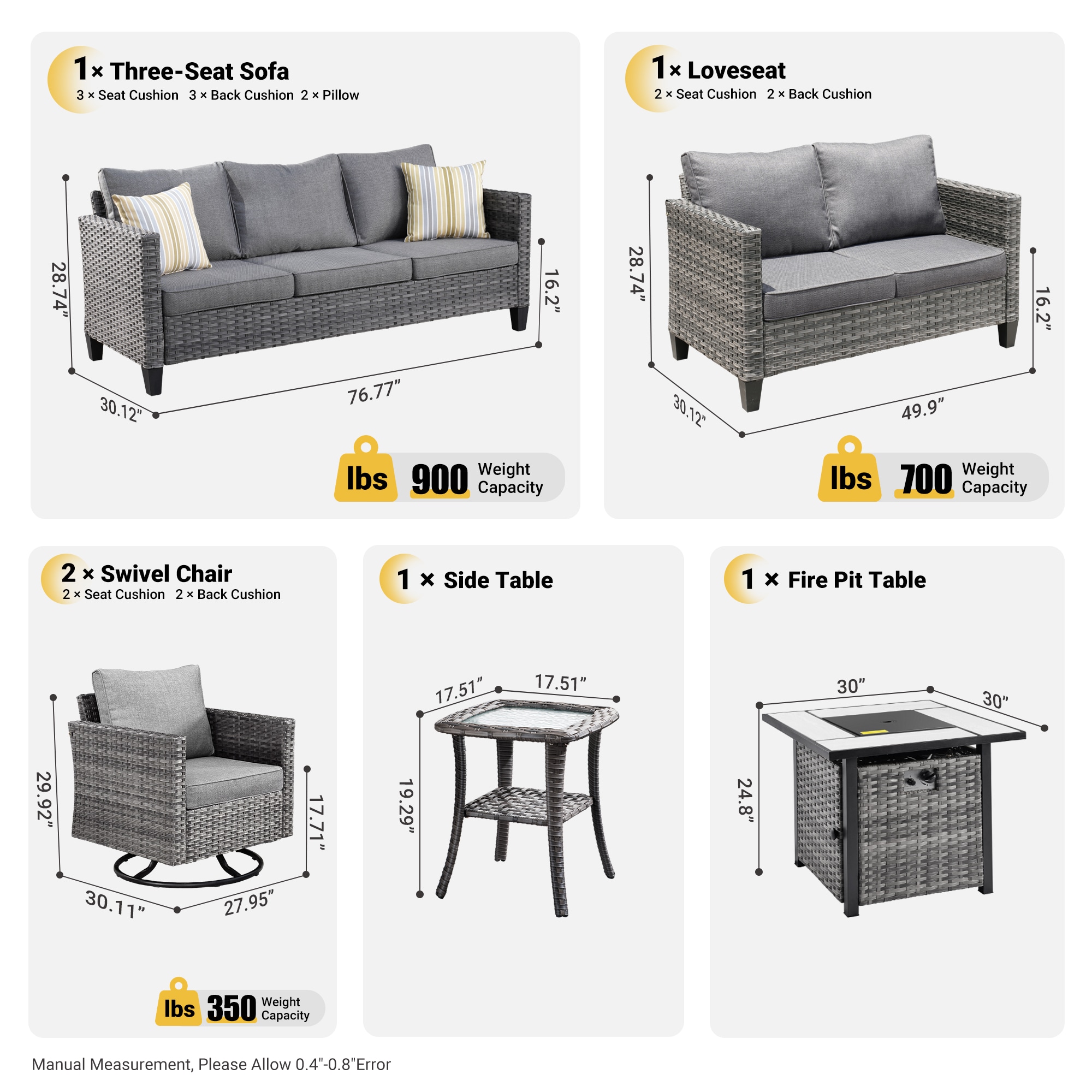 Ovios FPLRS200-6Y Patio-Conversation-Sets - View #10