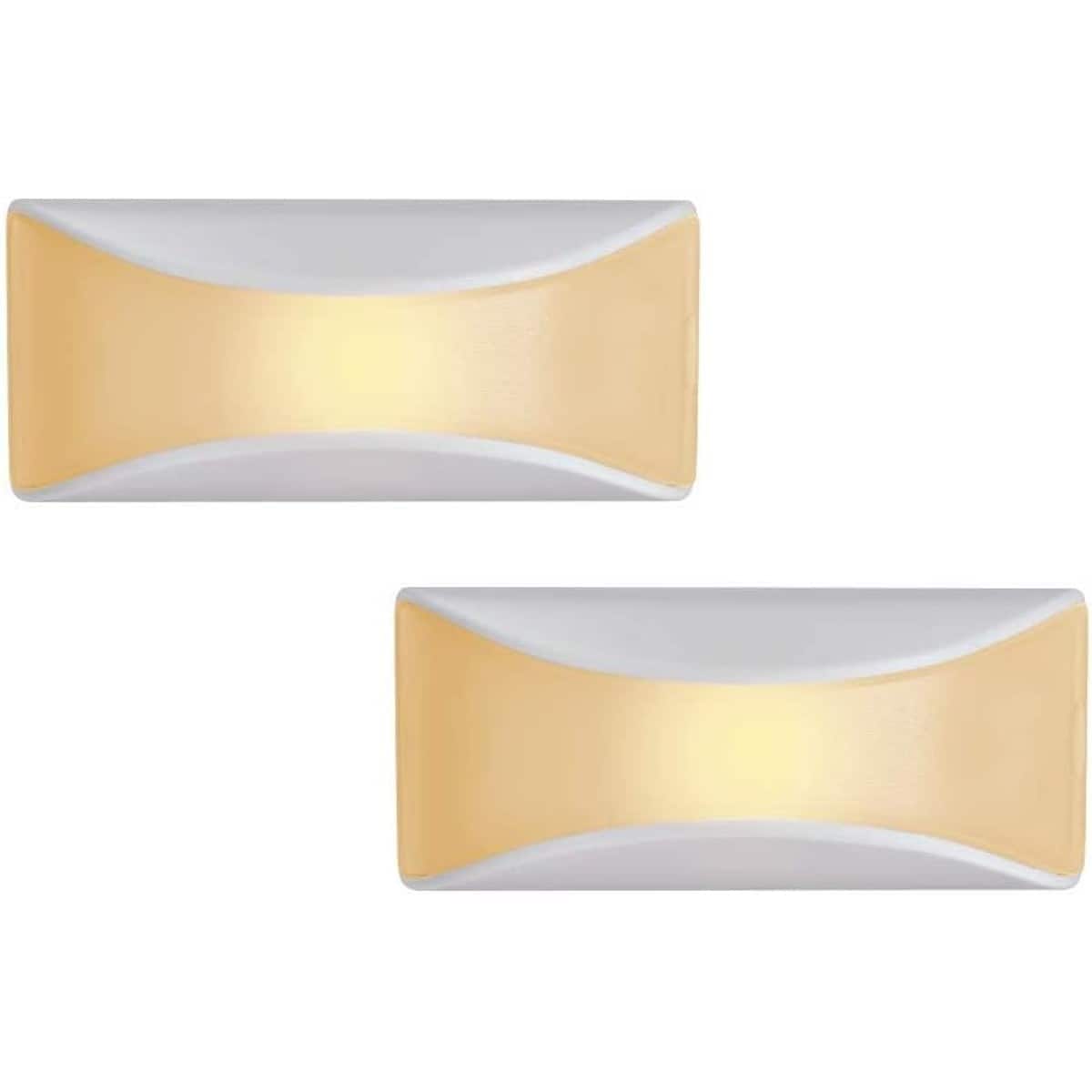 Haisijing  2 Pack Wireless Battery Powered Dusk to Dawn Amber LED Stair Light and Night Light with Light Sensor for Stairways Hallways Entryways Bathrooms and Closets
