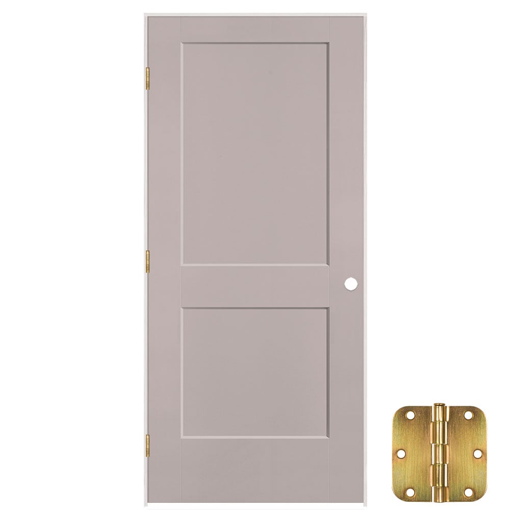 Masonite 641266 24-in x 80-in Driftwood Solid core 2-panel Right hand Smooth Prefinished Molded composite Flat Jamb Single Prehung Interior Door