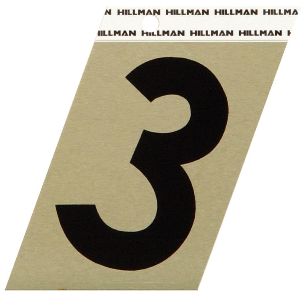 Hillman 840558 3-in Reflective Black Number 3