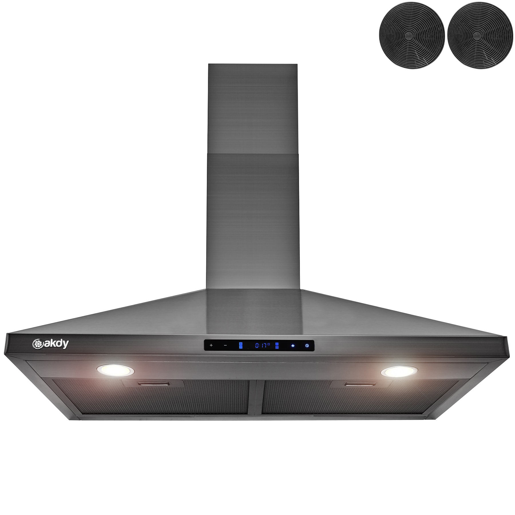 30'' Wall Mount Kitchen Range Hood LED Stainless Steel Top Vent Carbon Filter 