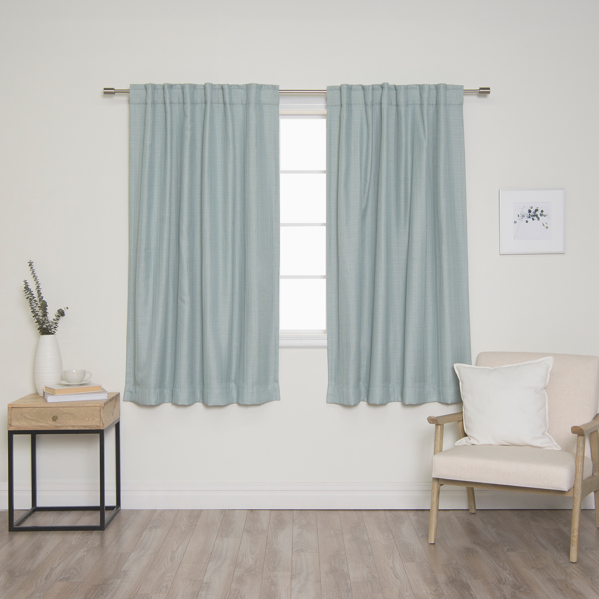 Best Home Fashion JC-08-BAK-63-MINGR 63-Inches Mint Blackout Thermal lined Back tab Curtain panel pair