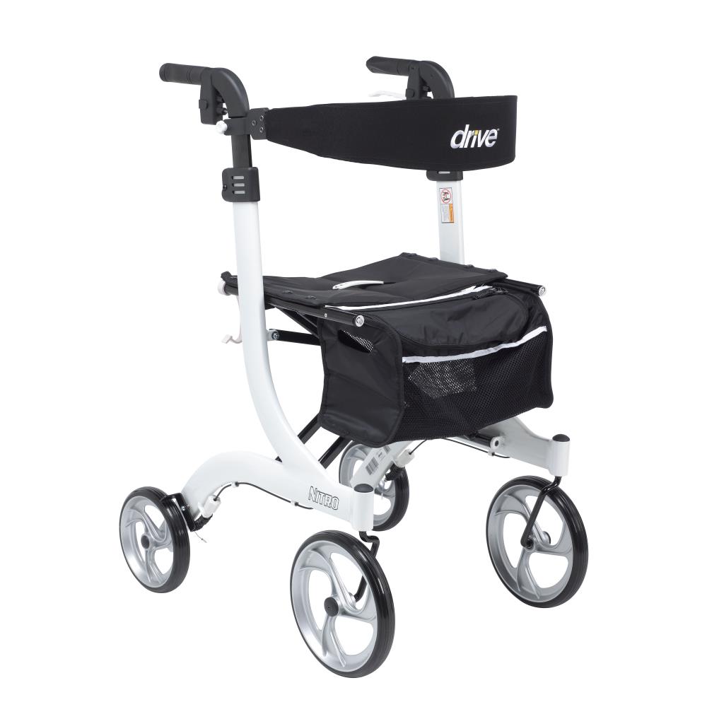 Drive Medical Nitro Euro Style Rollator Rolling Walker, Tall, White in