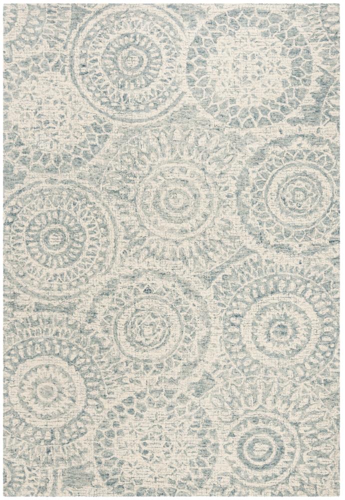 Safavieh ABT205A-6 Abstract Whirl 6 x 9 (ft) Tufted Wool Ivory/Blue Rectangular Indoor Distressed/Overdyed Bohemian/Eclectic Area rug