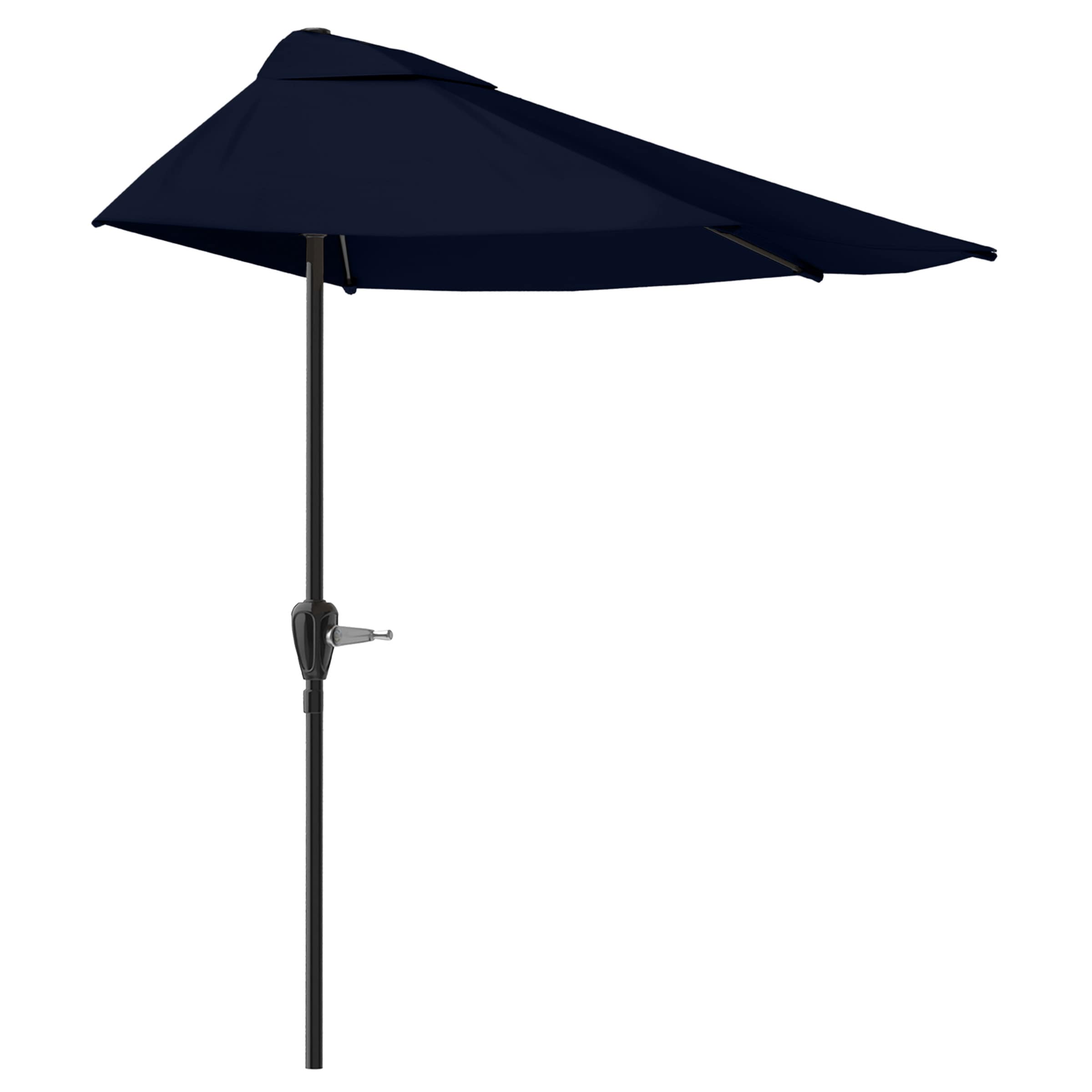 Navy Blue 9ft Half Round Steel Patio Umbrella