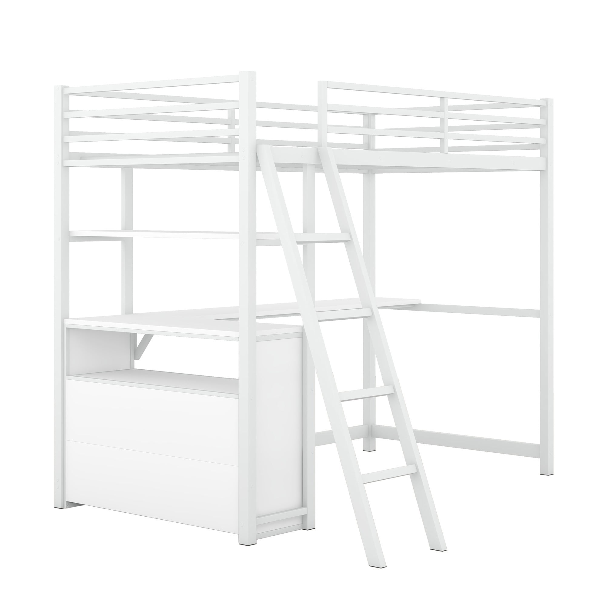 Yiekholo White Twin Loft Bunk Bed in the Bunk Beds department at Lowes.com