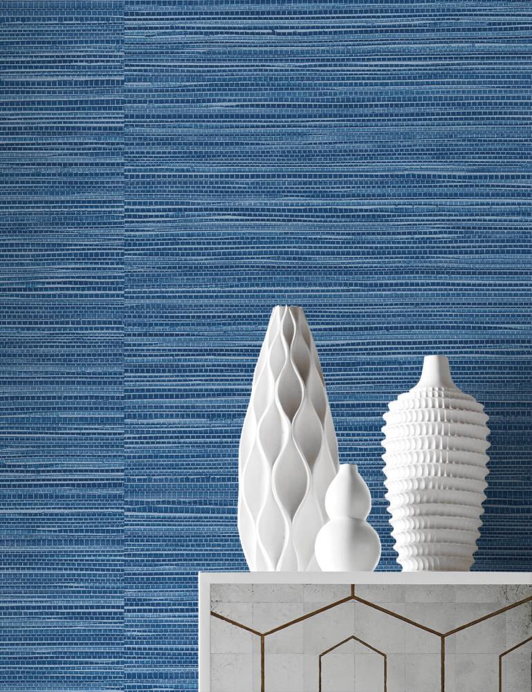 NextWall Luxe Haven 40.5-sq ft Coastal Blue Vinyl Grasscloth Self ...