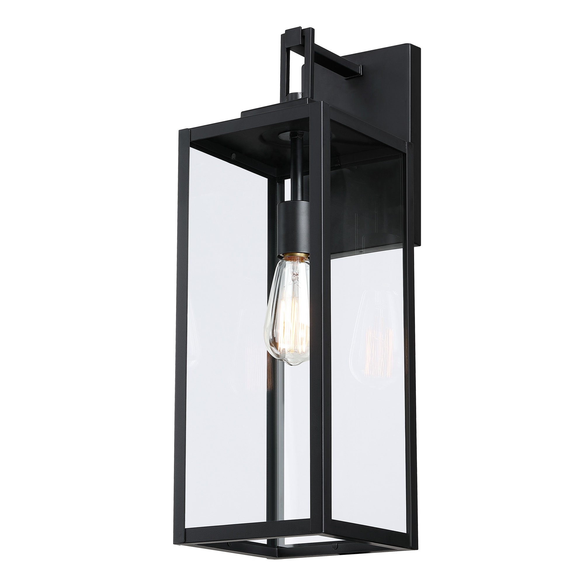 Hukoro 2-Pack 1-Light 22-in H Matte Black Outdoor Wall Light 2FL19061 ...