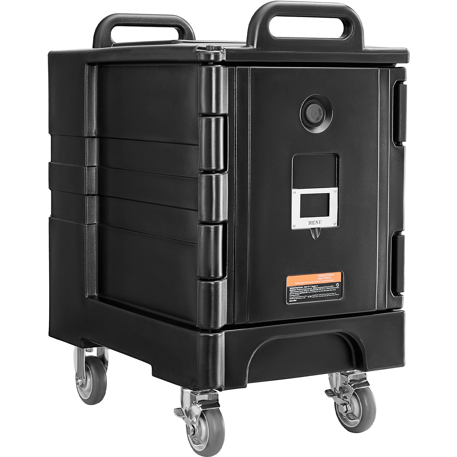 VEVOR SCSPBWXHSLLD06199V0 Insulated Food Pan Carrier 81 Qt Hot Box for Catering Food Box Carrier with Double Buckles Front Loading Food Warmer with Handles Stackable End Loader with Wheels for Restaurant Canteen