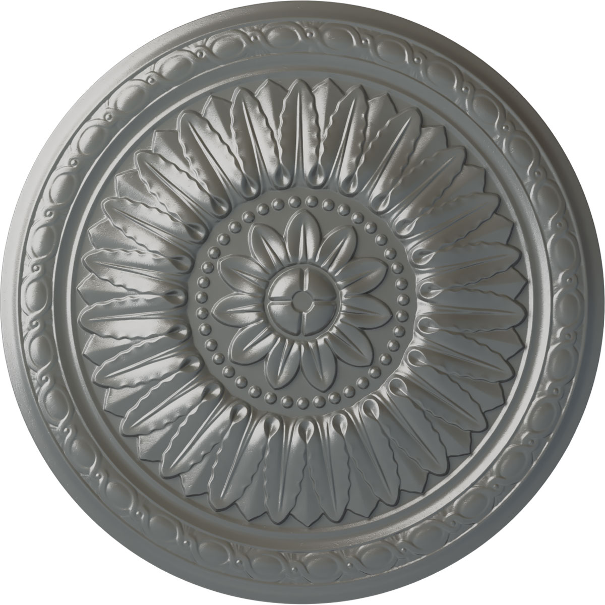 Ekena Millwork CM24TESLS Temple 24-in W x 24-in L Painted Silver Polyurethane Whole Ceiling Medallion