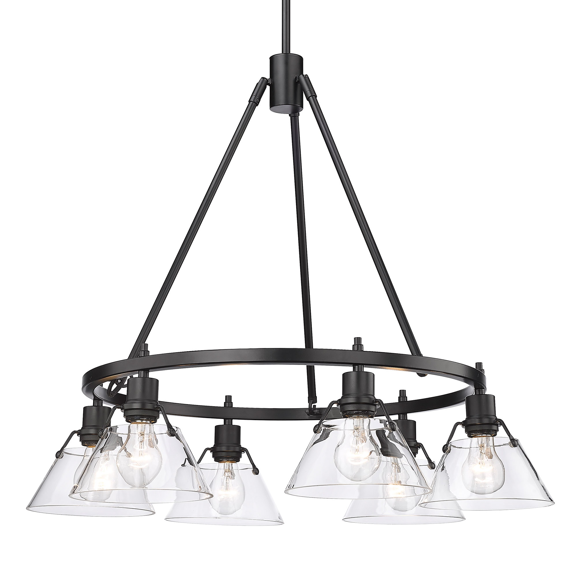 Orwell Matte Black and Clear Glass 6-Light Chandelier