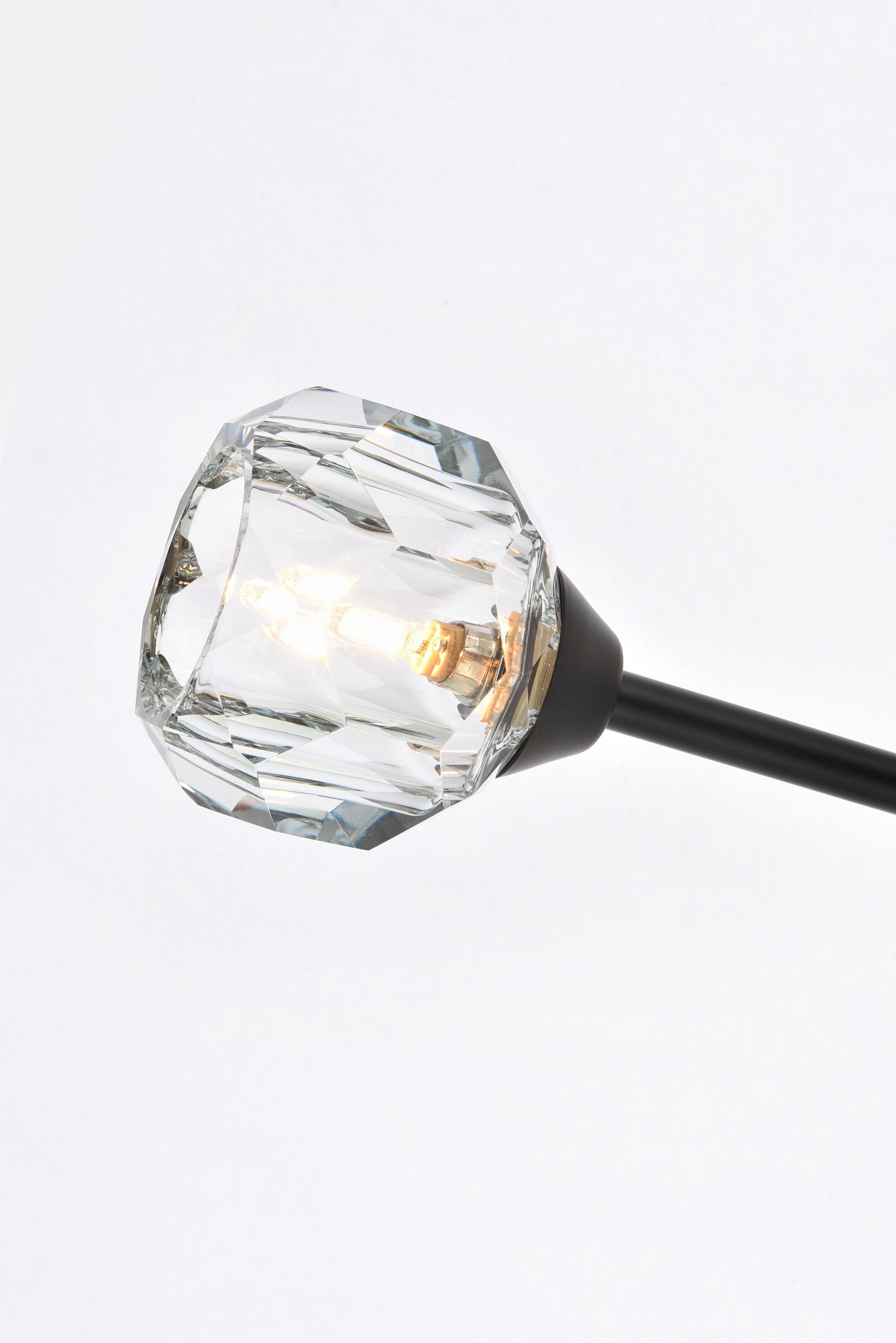 Modern Black Iron and Crystal 6-Light Pendant