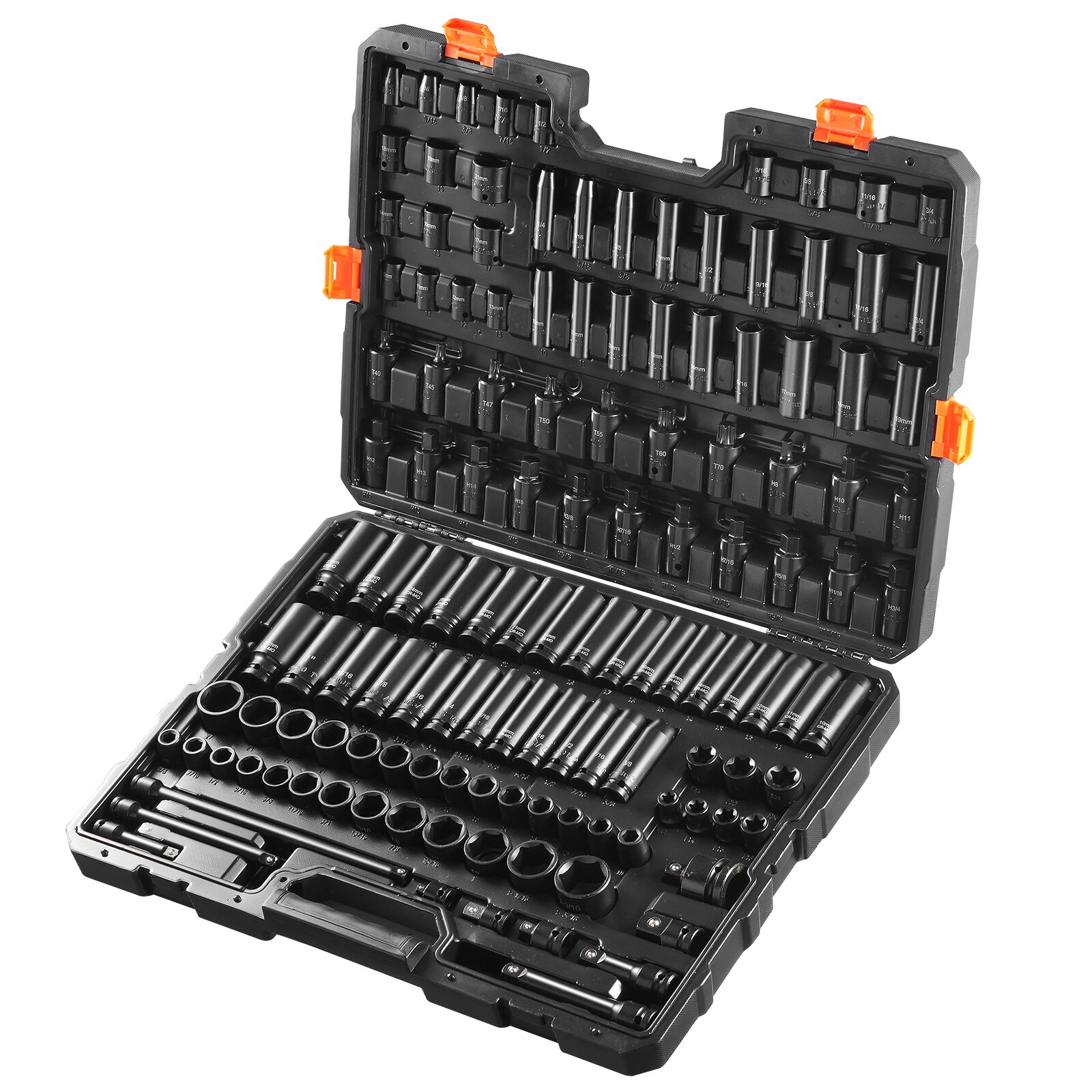 SVOPES SVOPESCJTTZJ110026V0 130-Pc Socket Set 130 -Piece Standard (SAE) and Metric Set Drive 1/2-in 6-point Impact Socket Set