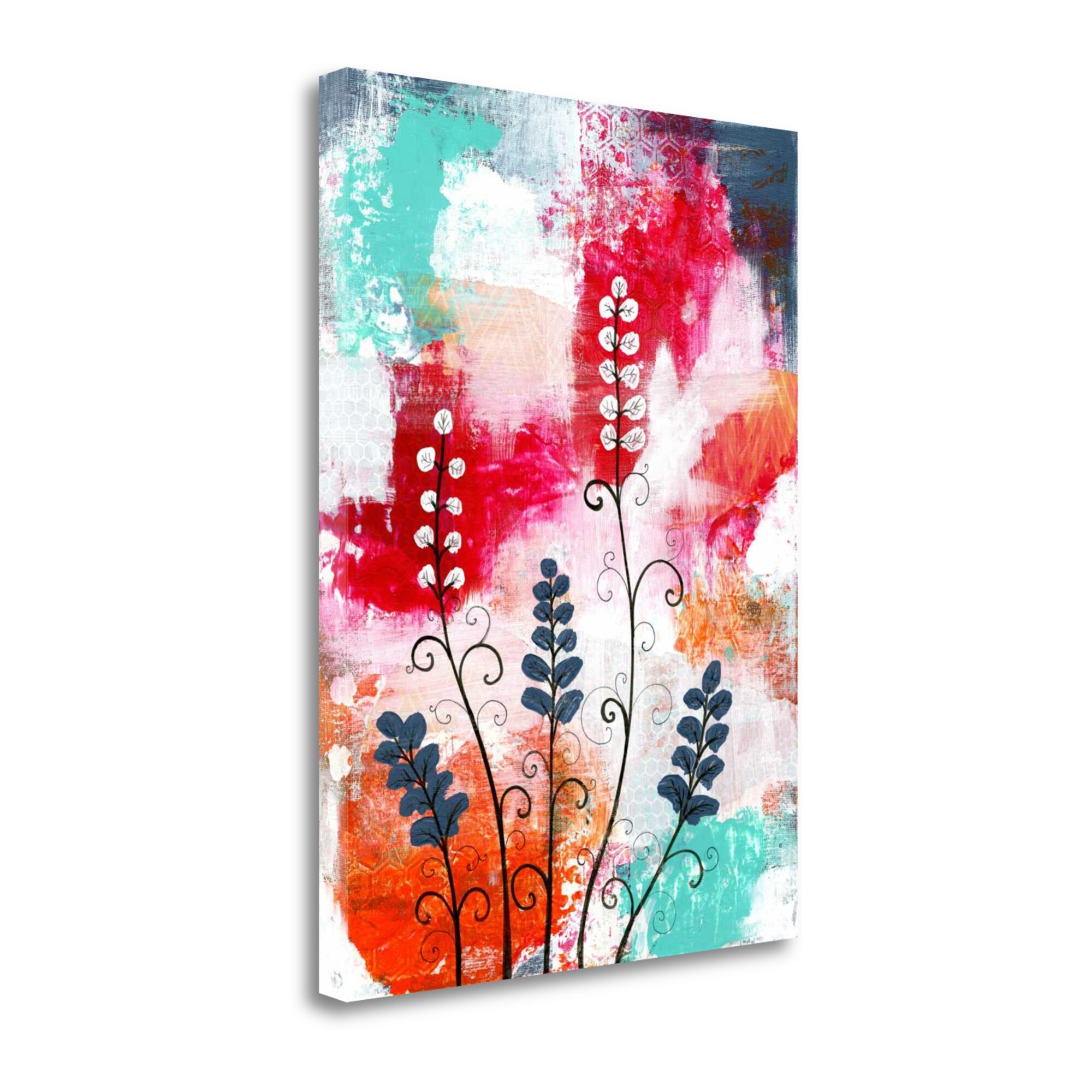 Tangletown Fine Art SBSO1043-3548C Bright Abstract with Flowers Sarah Ogren 47-in H x 35-in W Floral Print on Canvas