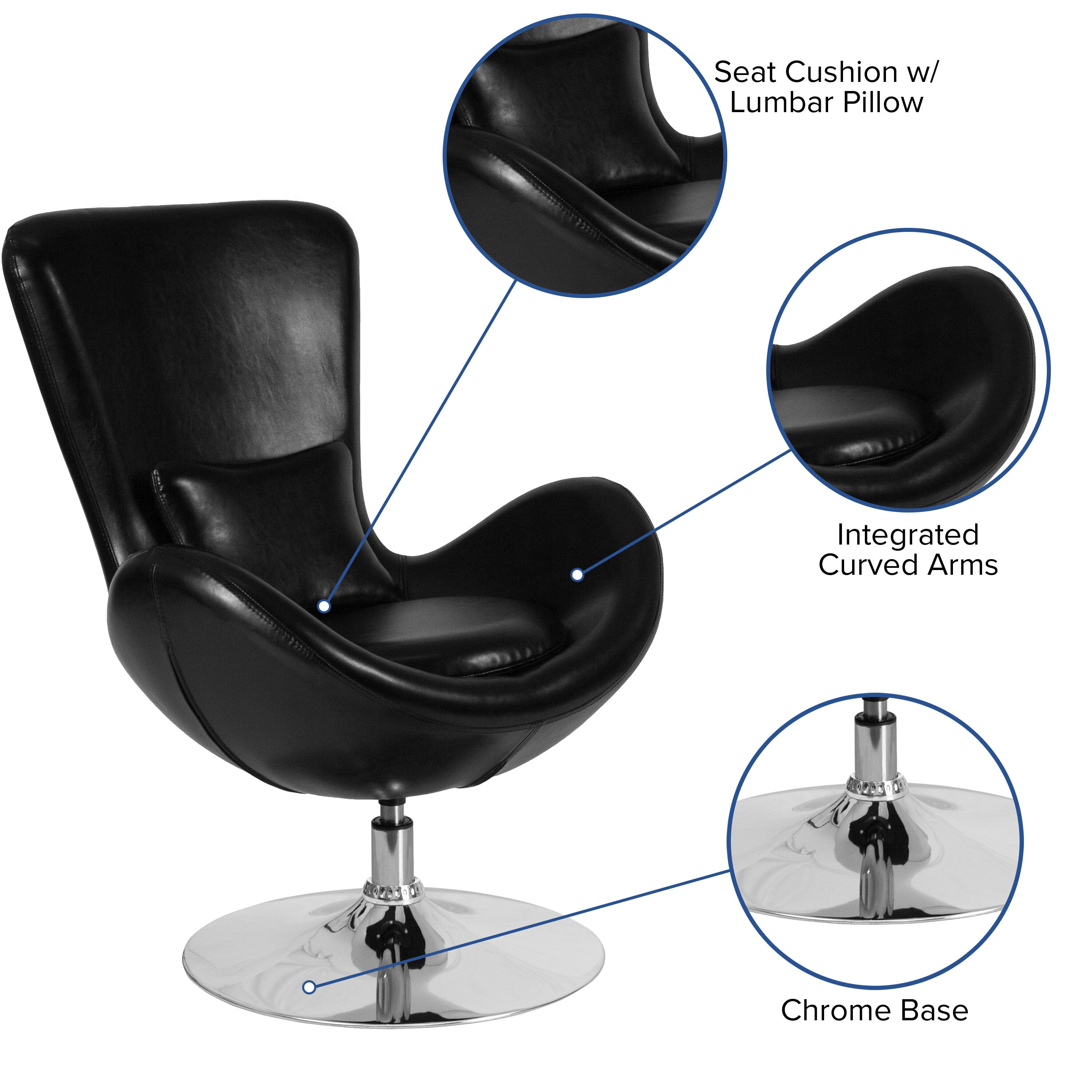 Black leather egg discount chair