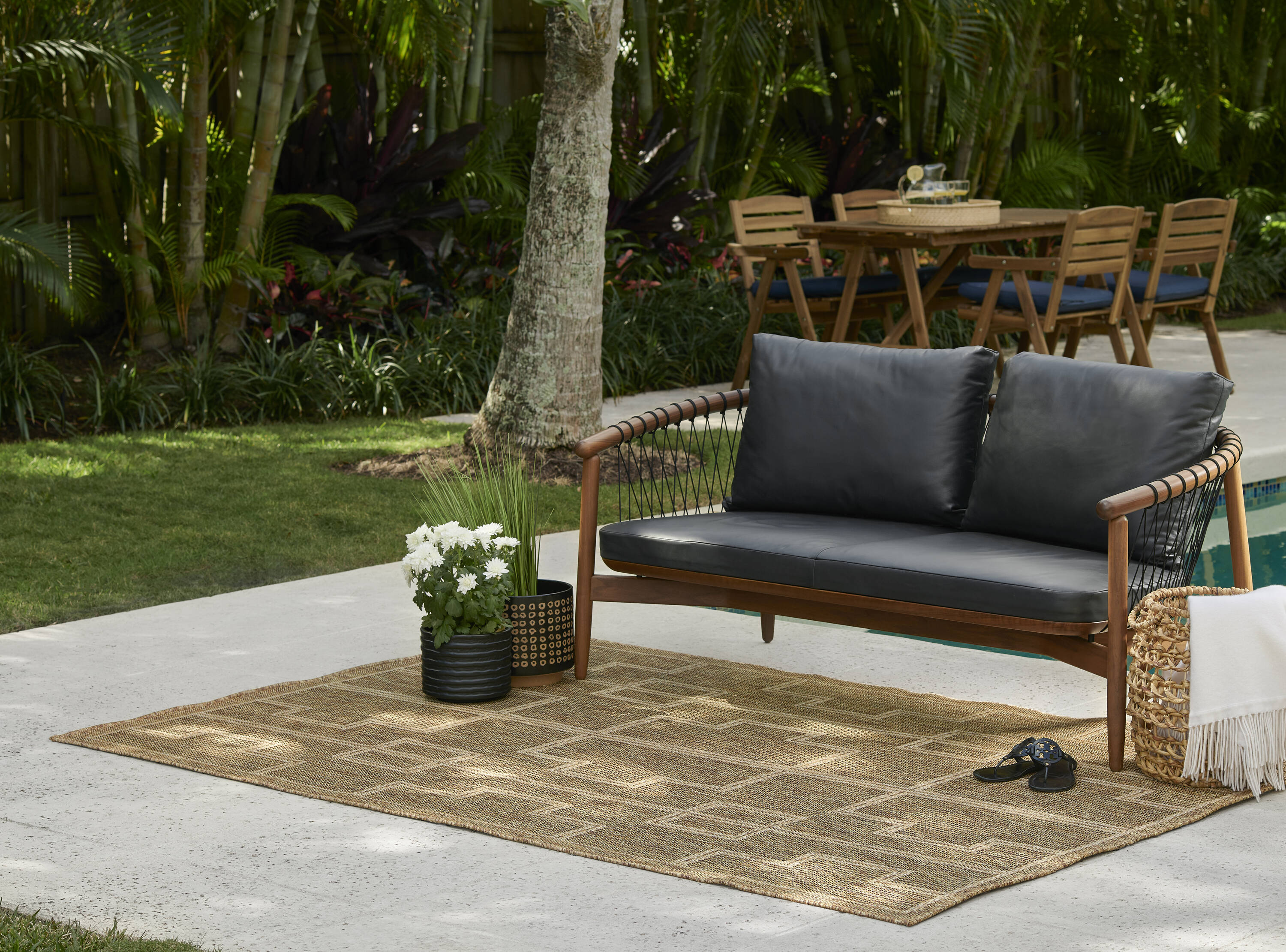 Momeni HAMPOHAM-1NAT4160 4 x 6 (ft) Woven Polypropylene Natural Rectangular Indoor/Outdoor Area rug