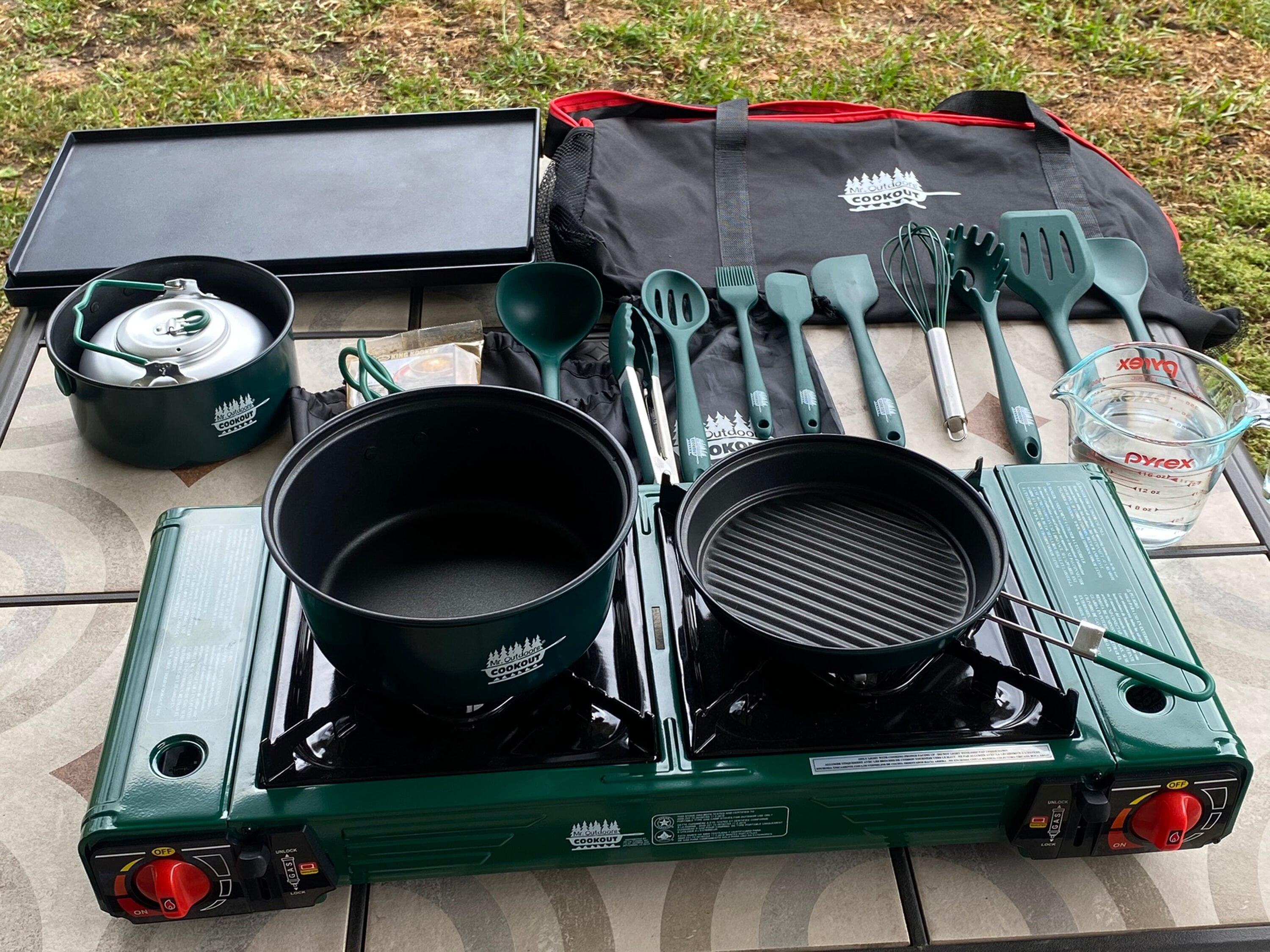 ELK Gray Aluminum Non-Stick Stock Pot Set with Mini Stove - 1 Quart  Capacity - Outdoor Cooking, Protective Handles, Camp Stove Included in the Cooking  Pots department at