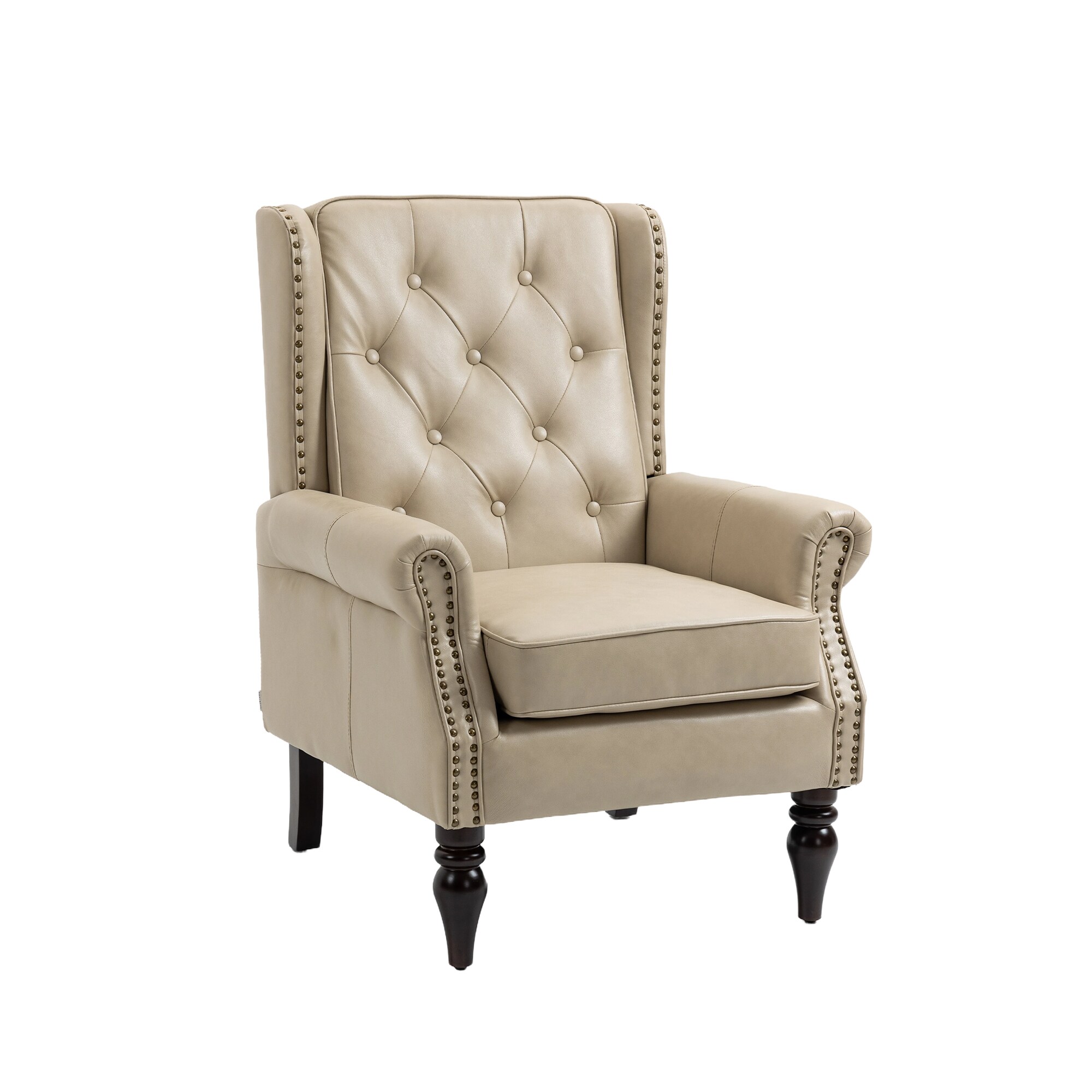 Clihome 31.5-in W Modern Camel color Faux leather Accent Armchair in ...