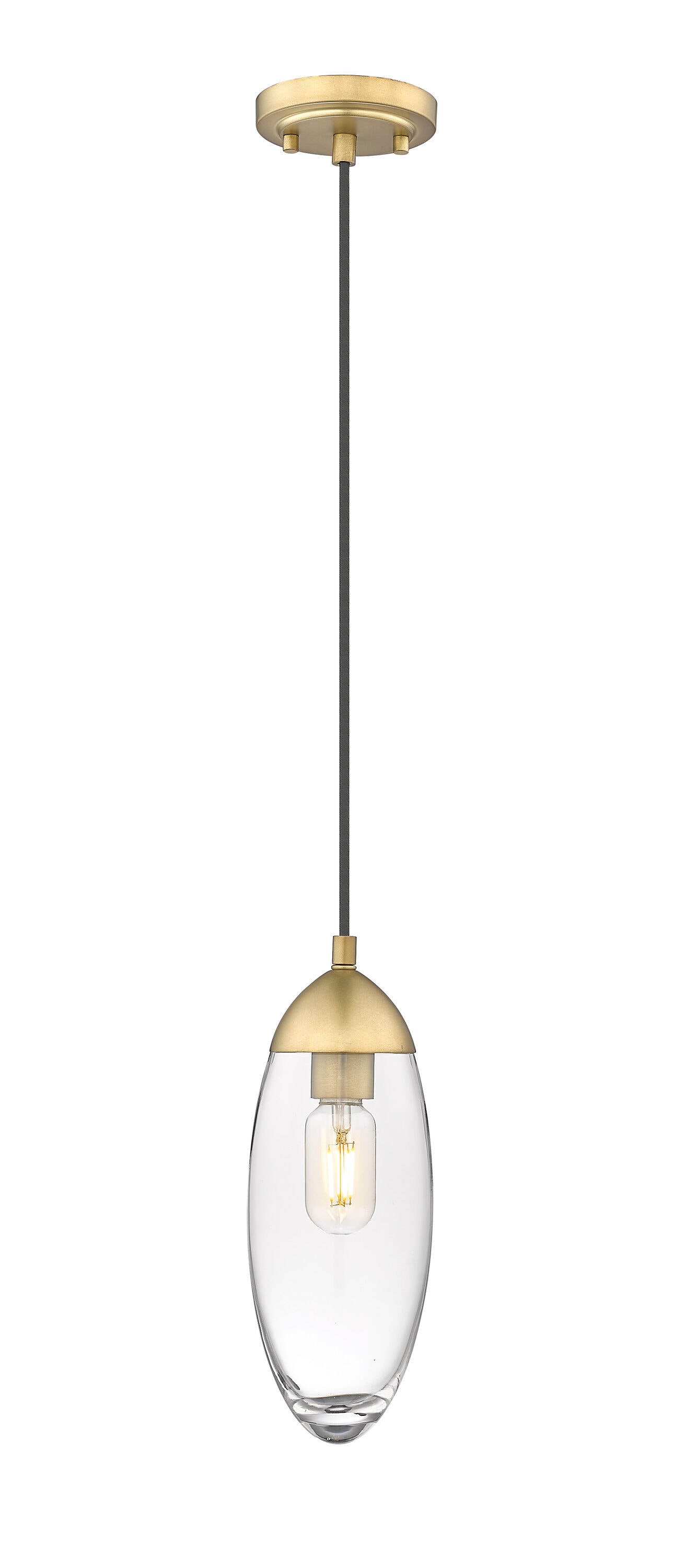 Arden Teardrop Pendant Light in Rubbed Brass with Glass Shade