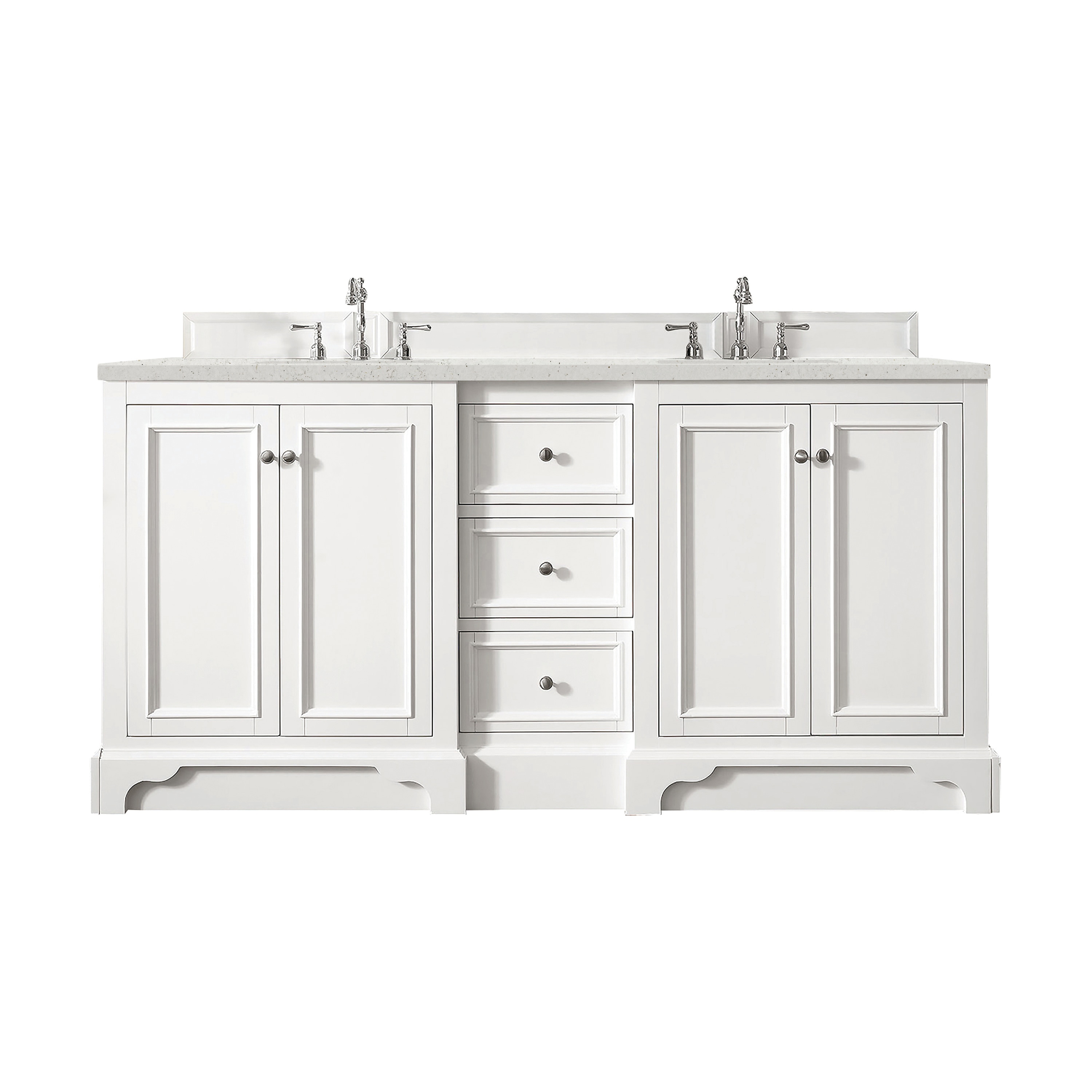 James Martin Vanities 825-V72-BW-3LDL De Soto 73-in Bright White Undermount Double Sink Bathroom Vanity with Lime Delight Quartz Top