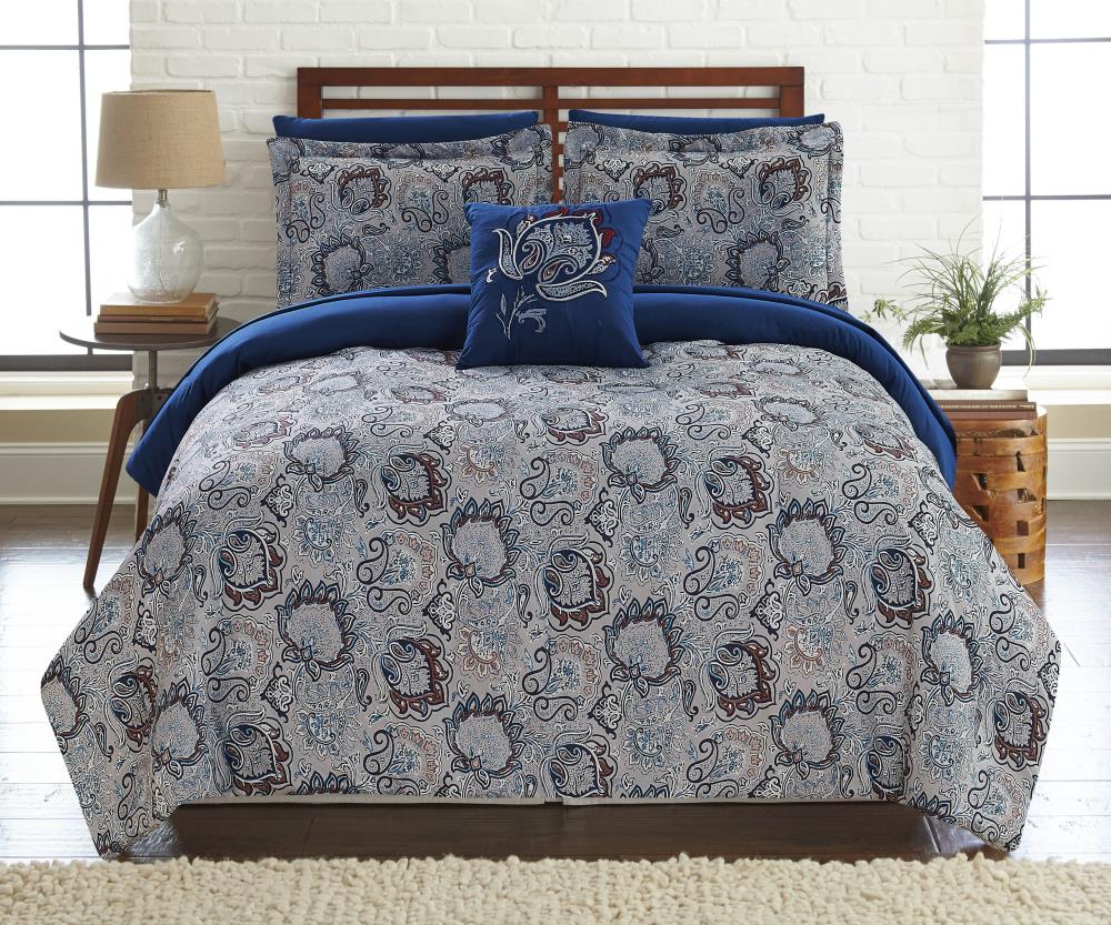 Amrapur Overseas Garment washed comforter set Gray Multi Reversible King  Comforter (Blend with Polyester Fill)