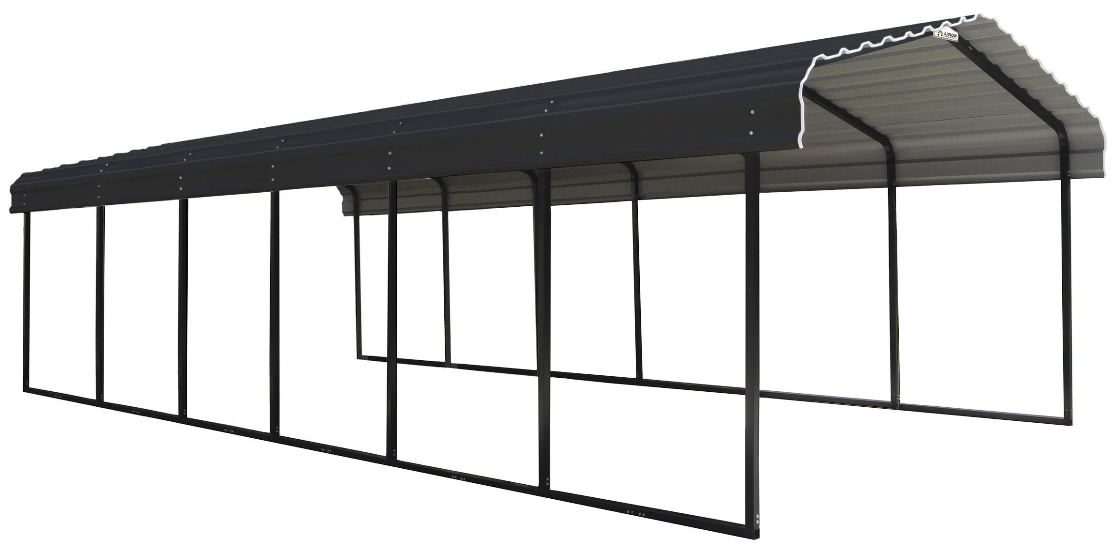 Arrow CPHC122907 12-ft W x 29-ft L x 7-ft H Charcoal Metal Carport with Metal Roof