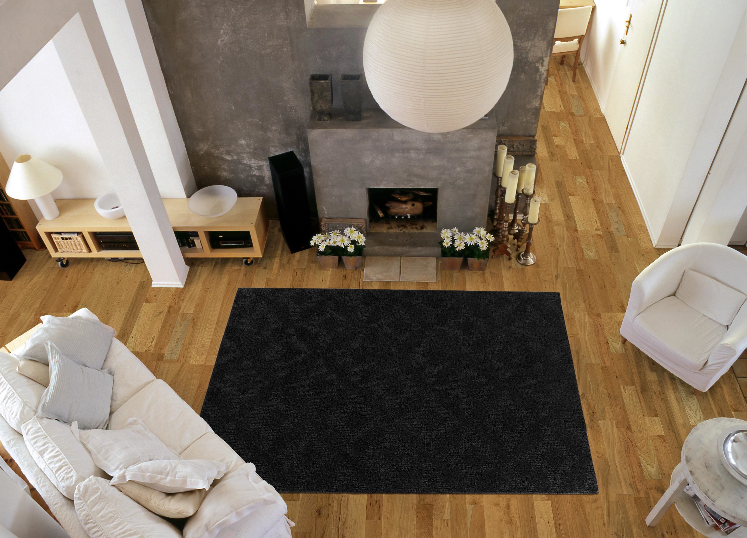 Garland Rug CL430N07210815 Charleston 6 x 9 (ft) Tufted Polypropylene Black Rectangular Indoor Ikat Area rug