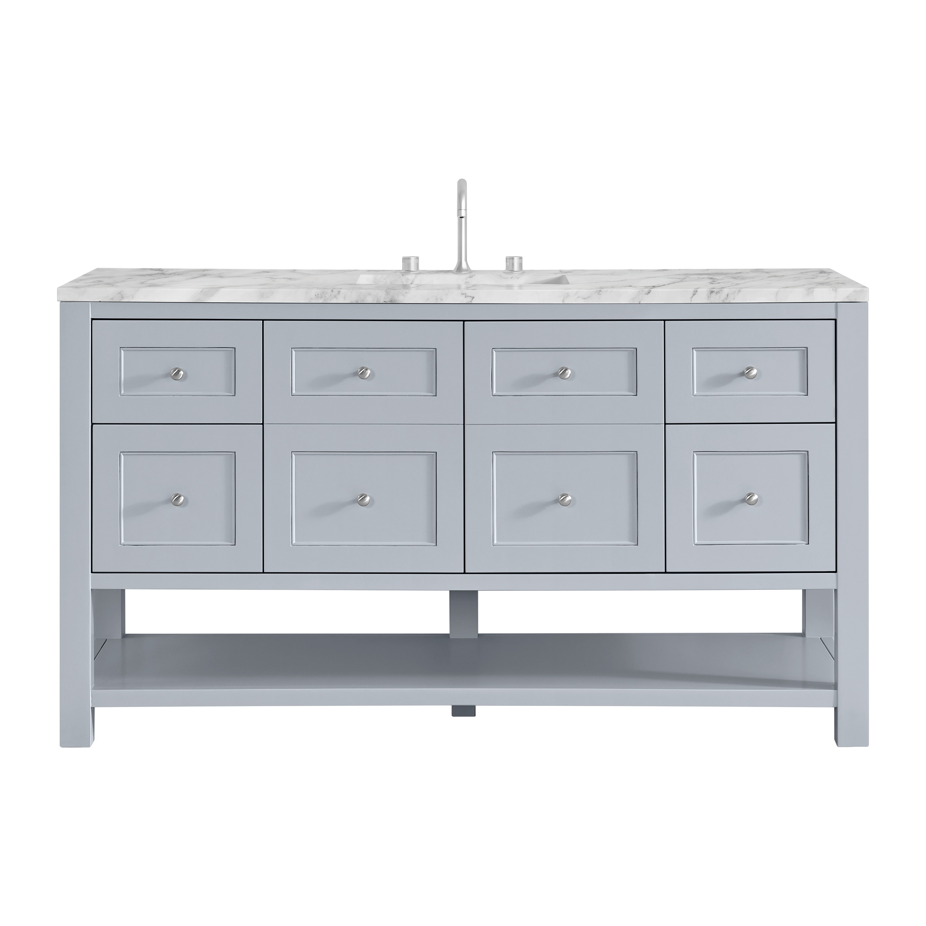 James Martin Vanities 330-V60S-SRB-3CAR Breckenridge 60-in Serenity Blue Undermount Single Sink Bathroom Vanity with Carrara White Marble Top
