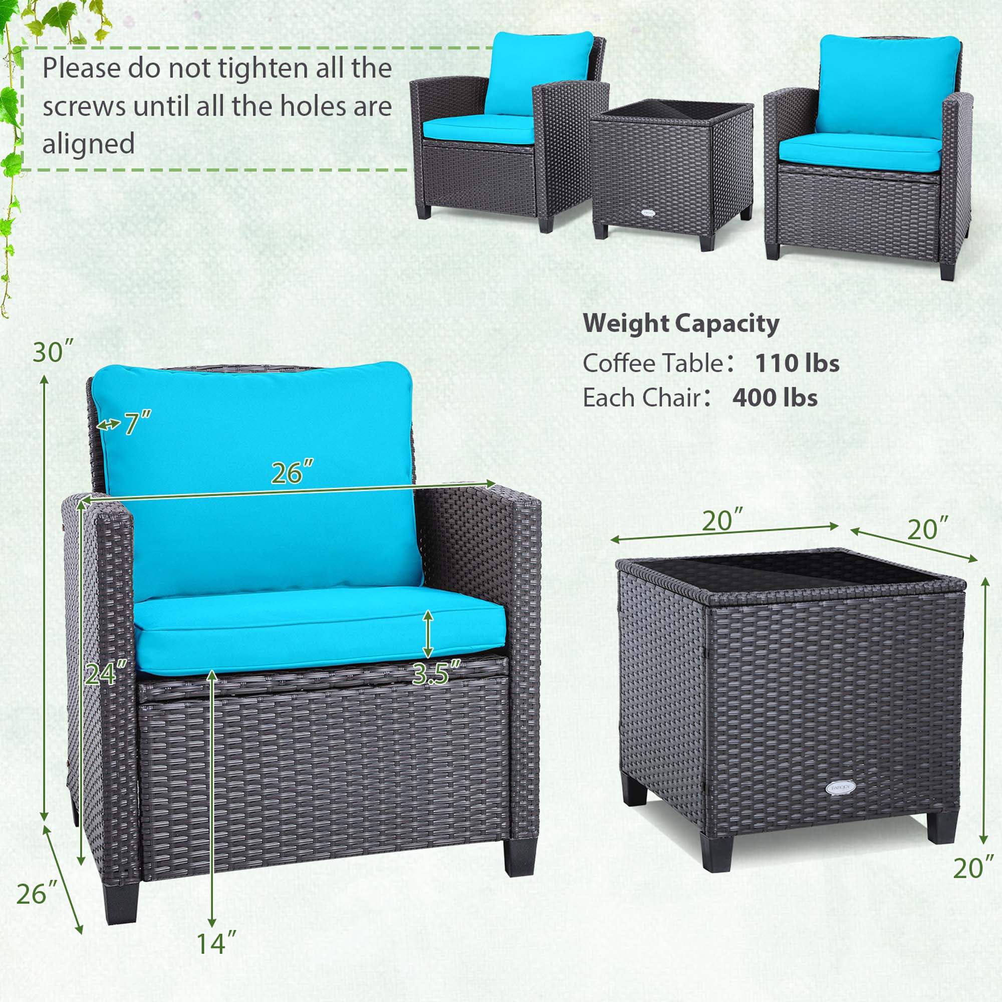 Costway LWS00030 Patio-Conversation-Sets - View #2