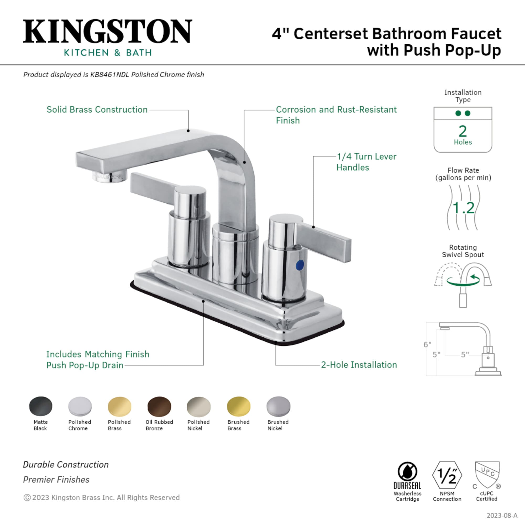 Elements of Design EB8461NDL Lavatory-Faucets - View #3