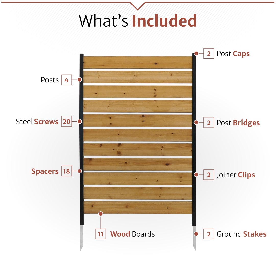 Concord 5ft x 3.2ft Cedar Wood Privacy Screen with Aluminum Posts