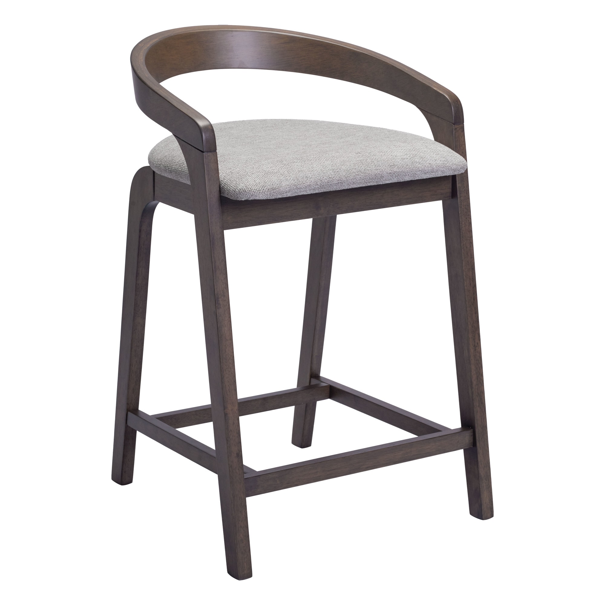 ZUO 110399 Set of 2 Dove Gray and Espresso 24.8-in H Counter height (24-in to 27-in) Bucket Seat Upholstered Wood Back Bar Stool with Arms and Back