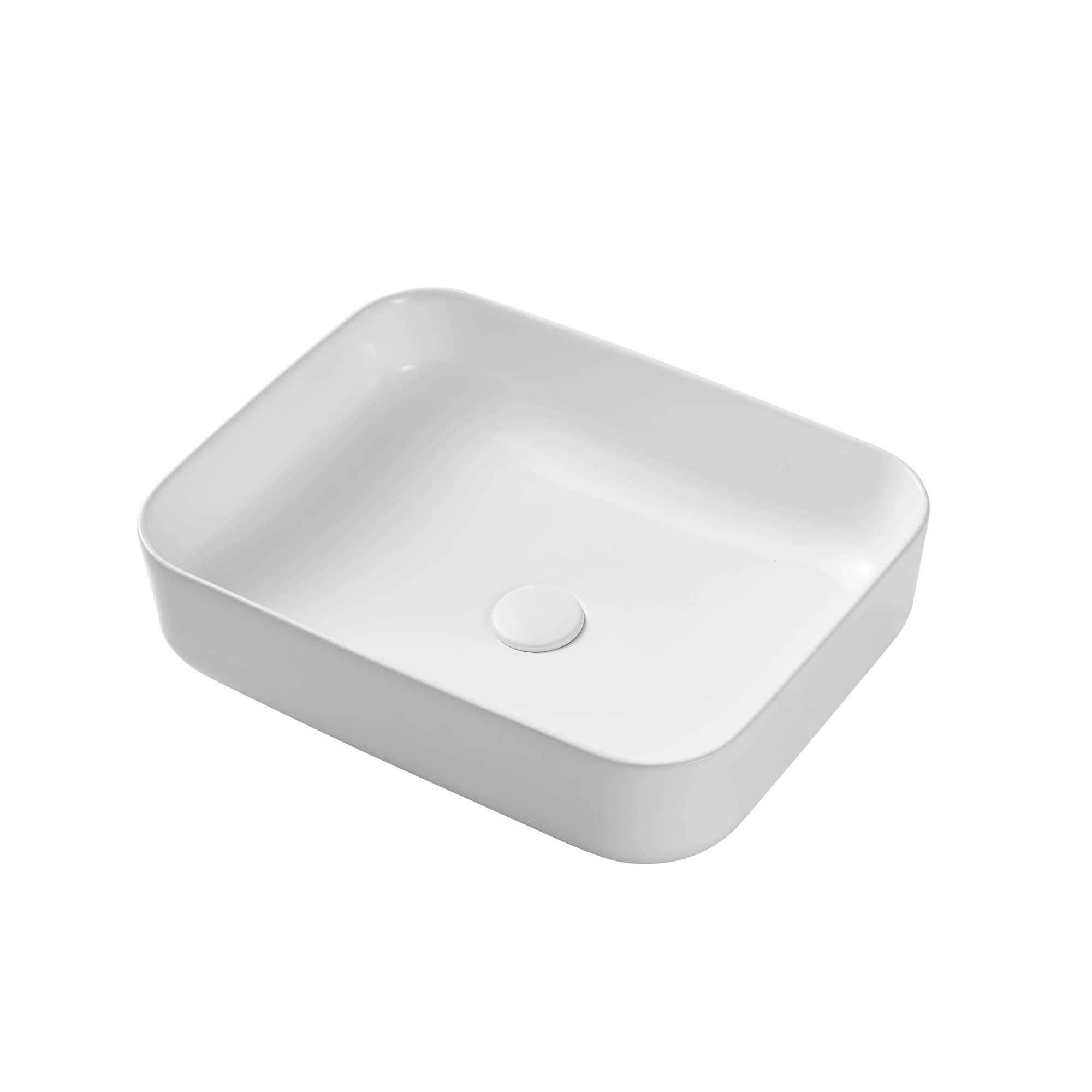 Clihome White Ceramic Vessel Rectangular Modern Bathroom Sink with ...