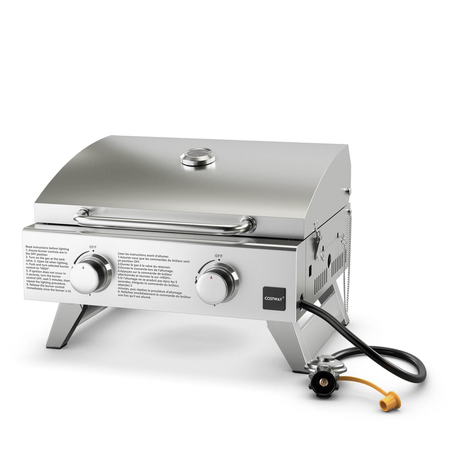 Slickblue D-CO-3423PO 259 sq in Silver Portable Propane Grill for Patio Tailgates and Camping