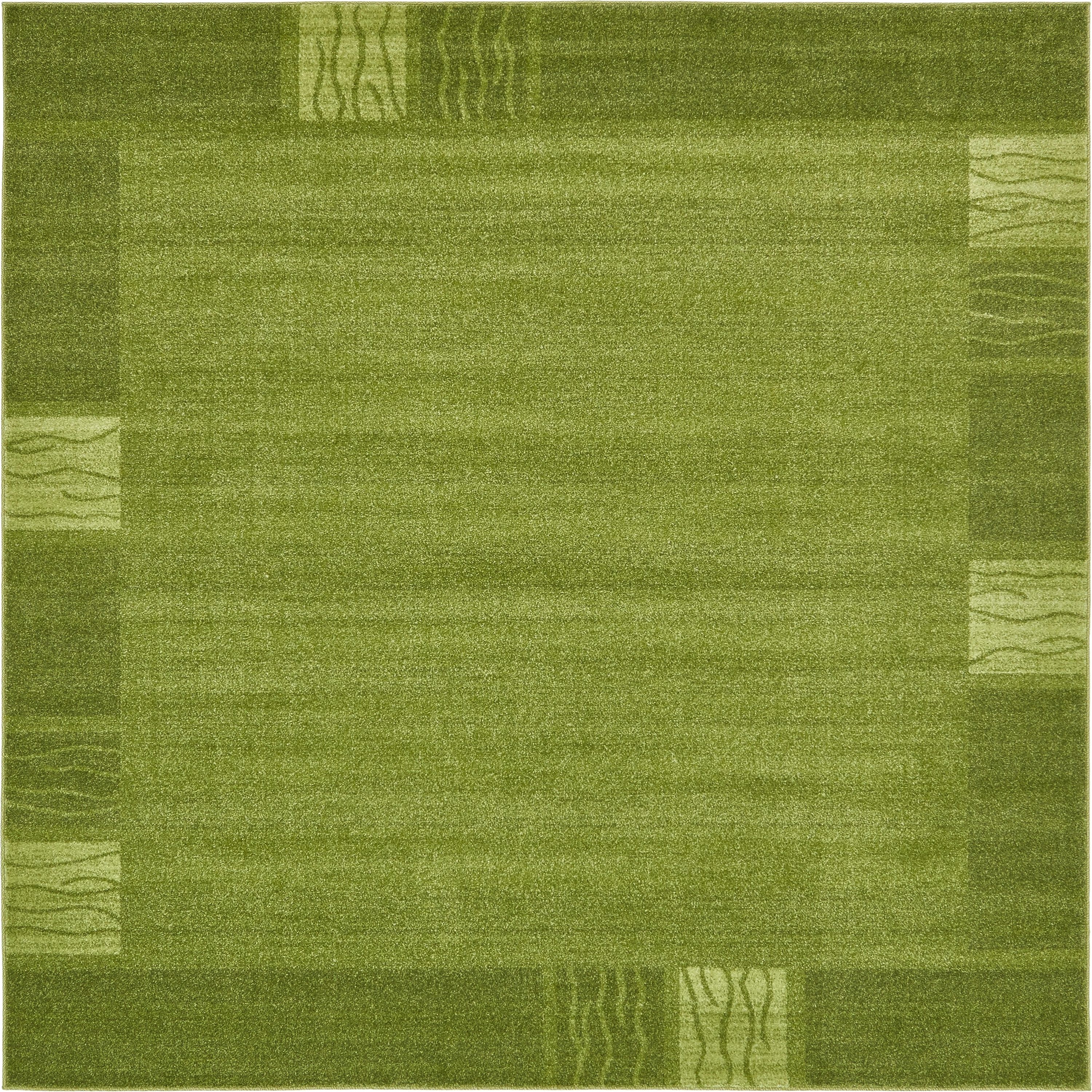 Unique Loom 3133771 Sarah Del Mar 8 x 8 (ft) Loomed Polypropylene Green/Beige Square Indoor Geometric Industrial Area rug