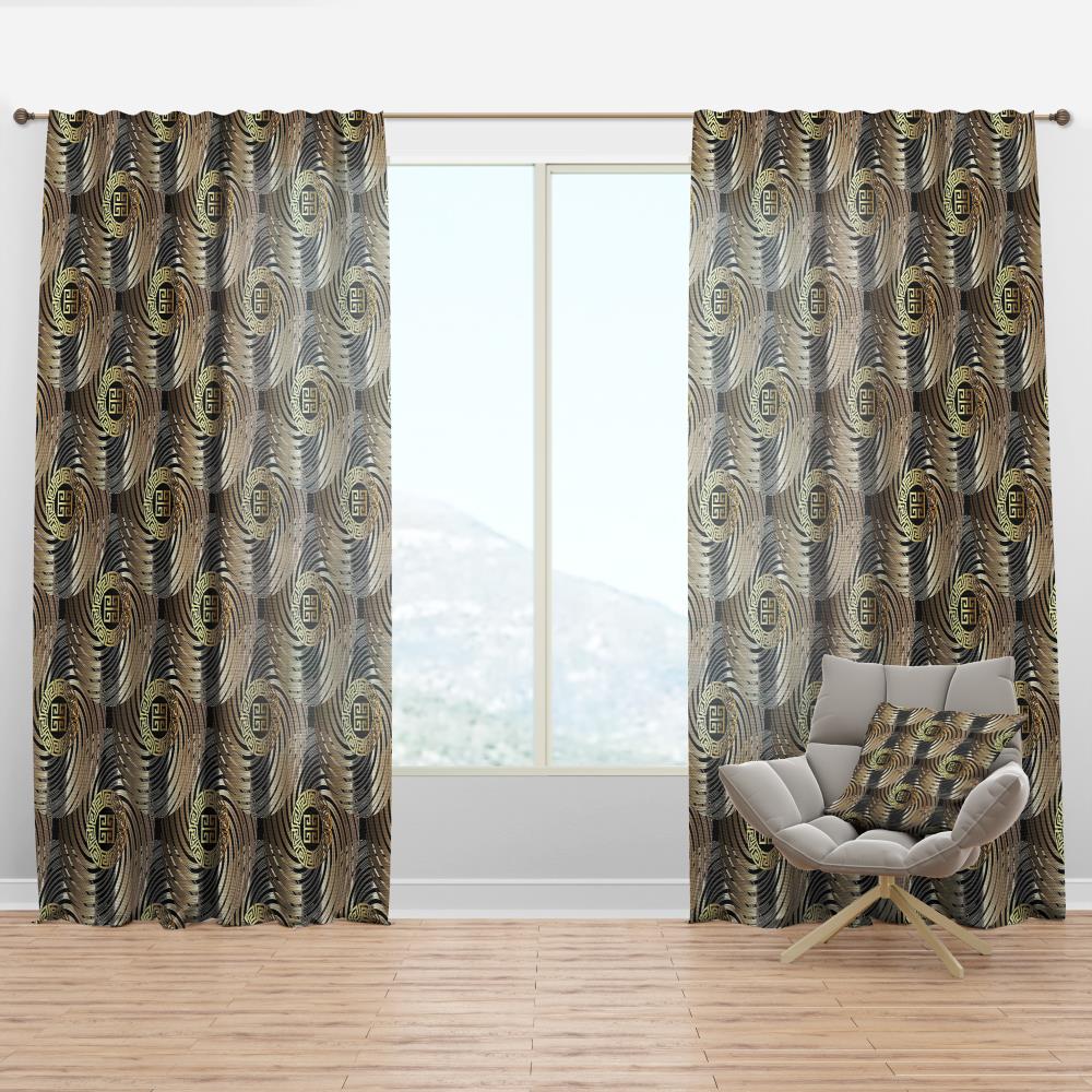 Designart CTN24158-52-95 95-in Black Geometric Room darkening Thermal lined Rod pocket Single curtain panel