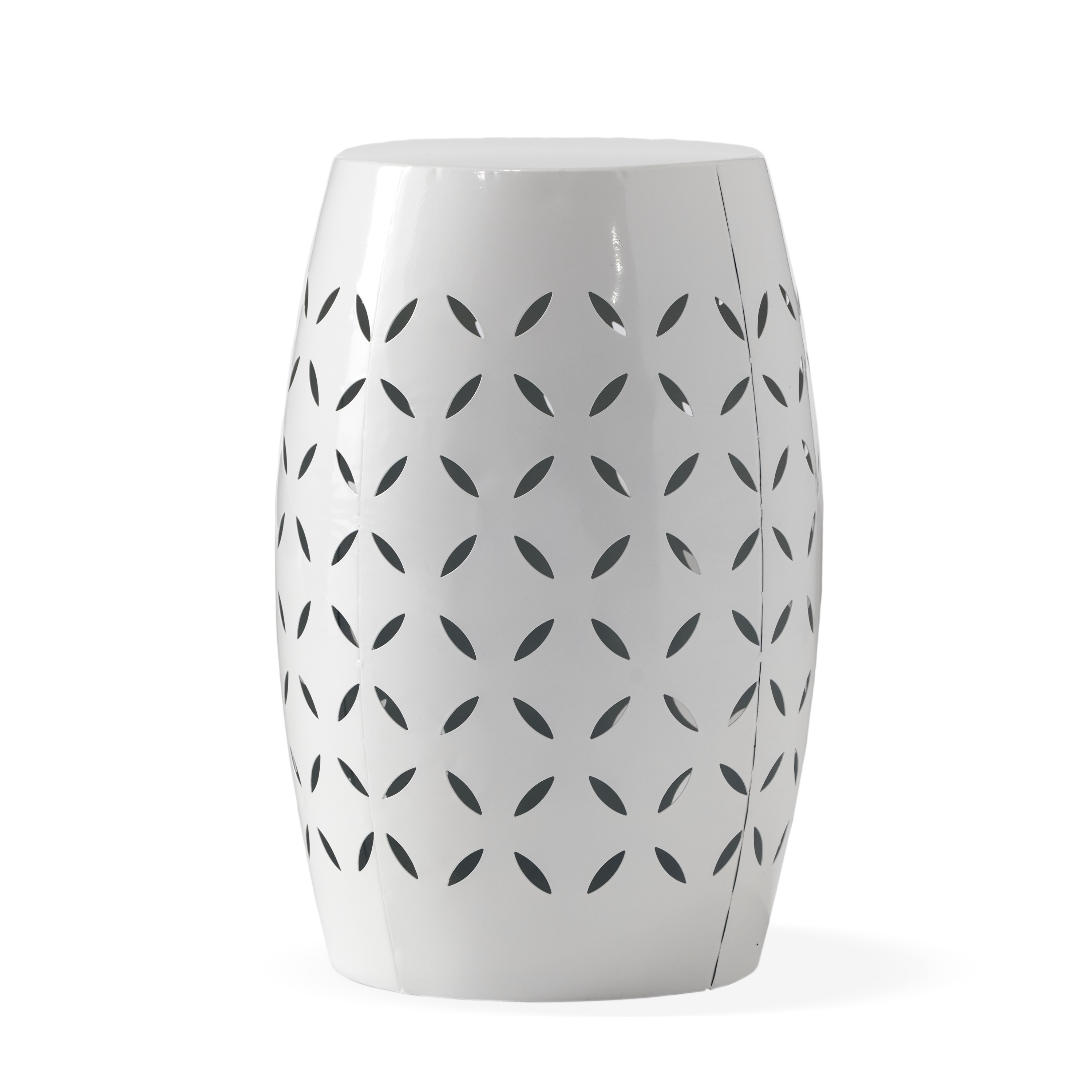 AHIOU HOME ZAAHG-61305.00WHIGS 17.75-in White Steel Barrel Garden Stool