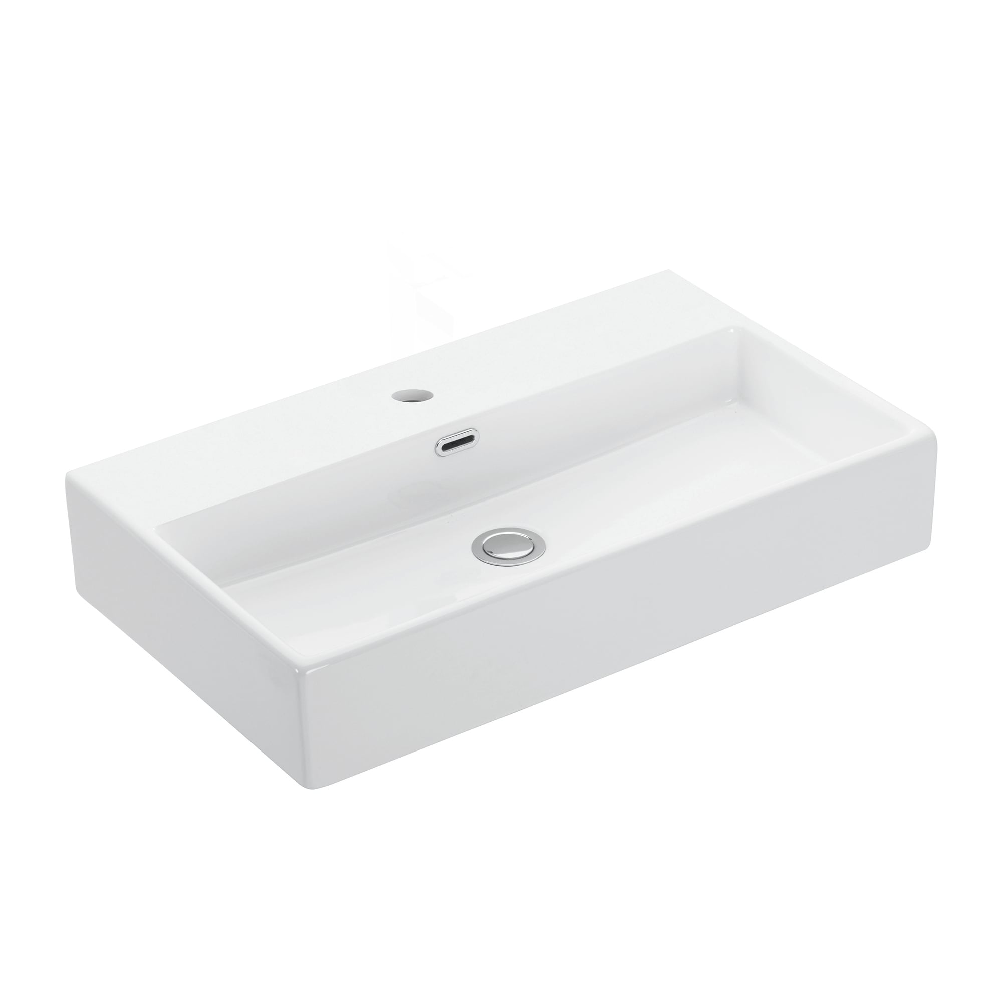 WS Bath Collections QUATTRO 70.01 Quattro Ceramic Wall-mount Rectangular Modern Ceramic white Bathroom Sink ( 27.6-Inches x 16.4-Inches )