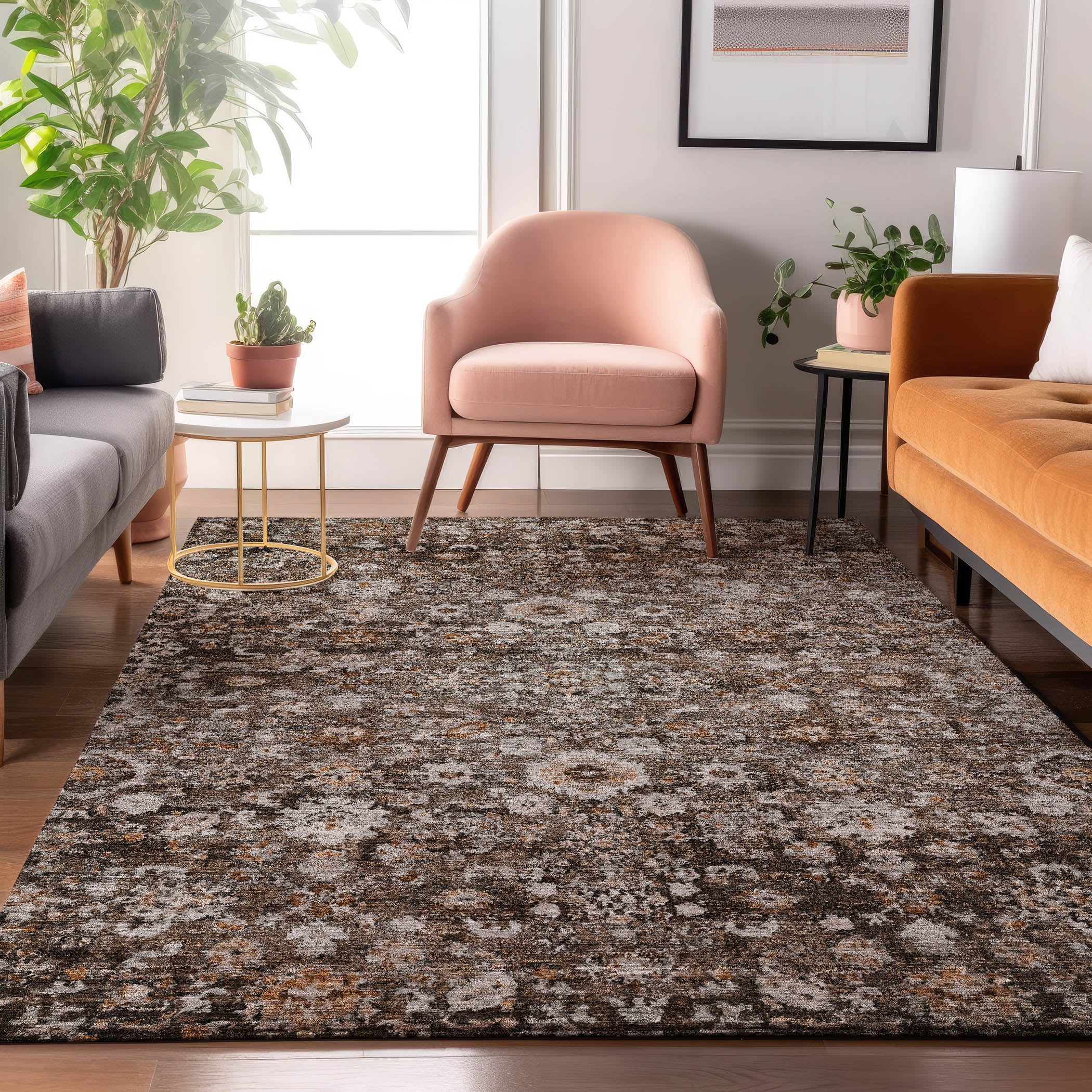 Addison Rugs AMF651FU3X5 Mayfield AMF651FU 3 x 5 (ft) Loomed Polyester Fudge Rectangular Indoor Geometric Machine washable Area rug