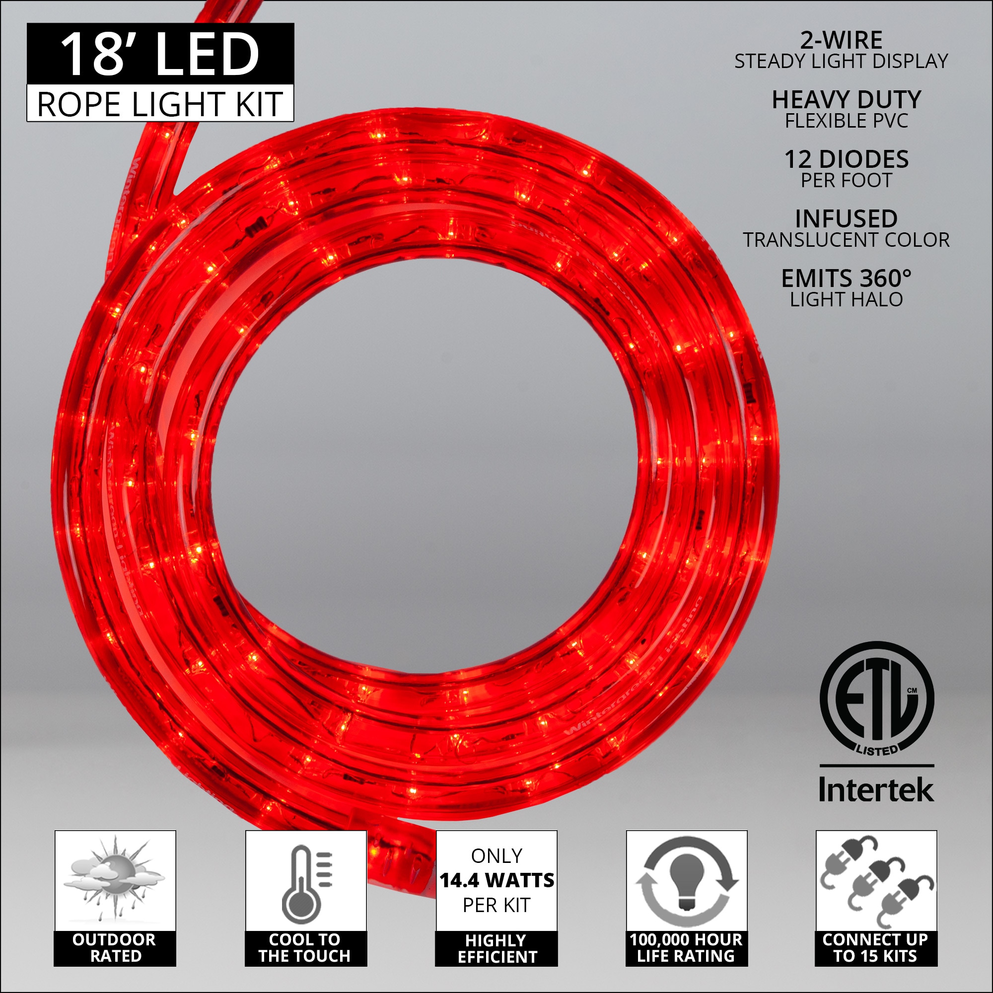 Wintergreen Lighting 73667 Christmas-Rope-Lights - View #2