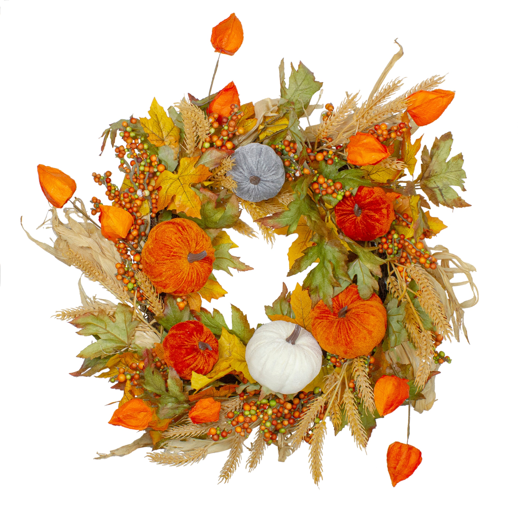 Northlight 33650115 2-ft 24-in Orange Pumpkins Artificial wreath