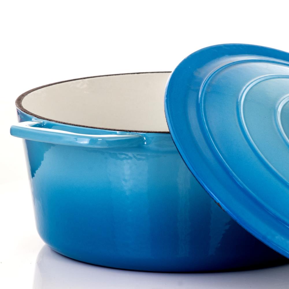 Crock-Pot Artisan 2 Piece 7 Quarts Enamled Cast Iron Dutch Oven in Aqua  Blue - AliExpress