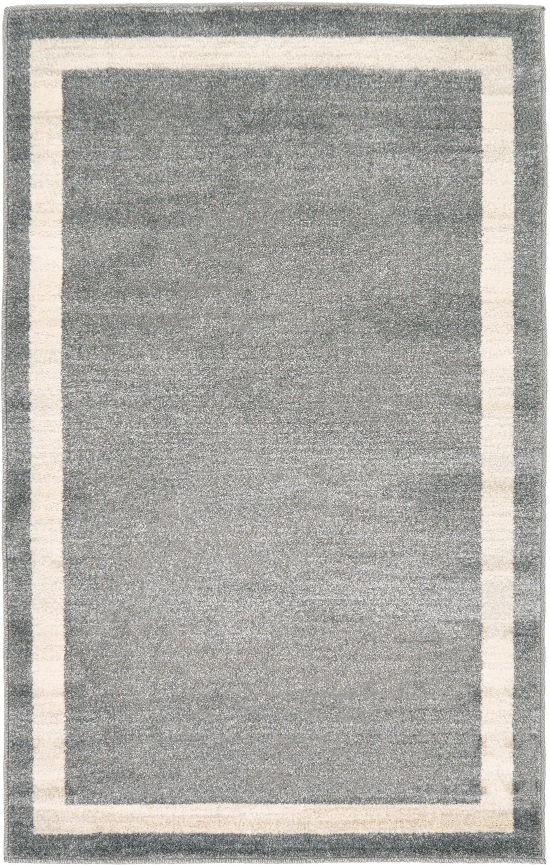 Unique Loom 3127338 Maria Del Mar 3 x 5 (ft) Loomed Polypropylene Gray/Ivory Rectangular Indoor Border Area rug