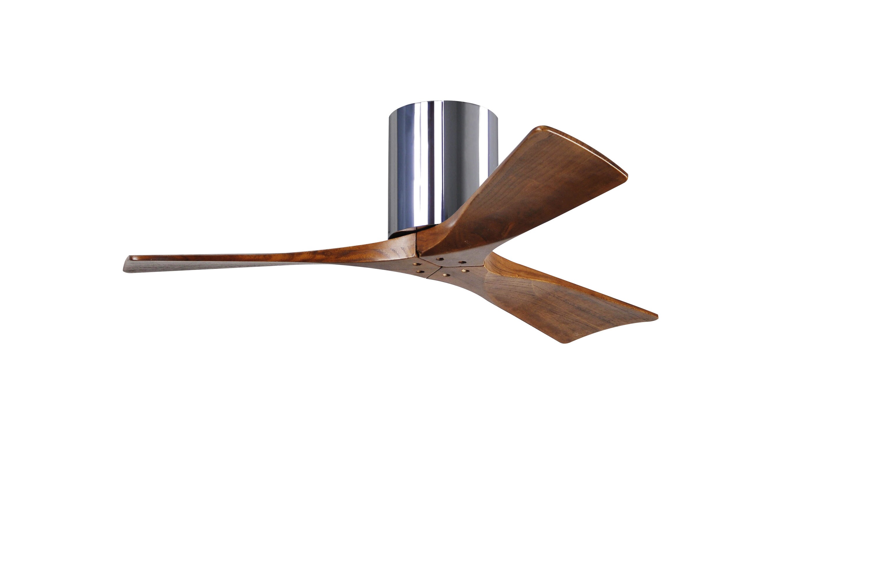 Matthews Fan Company IR3H-CR-WA-42 Irene-H 42-in Outdoor Flush Mount Polished Chrome with Walnut Tone Blades Ceiling Fan Without Light - Remote Included ( 3 -Blade )
